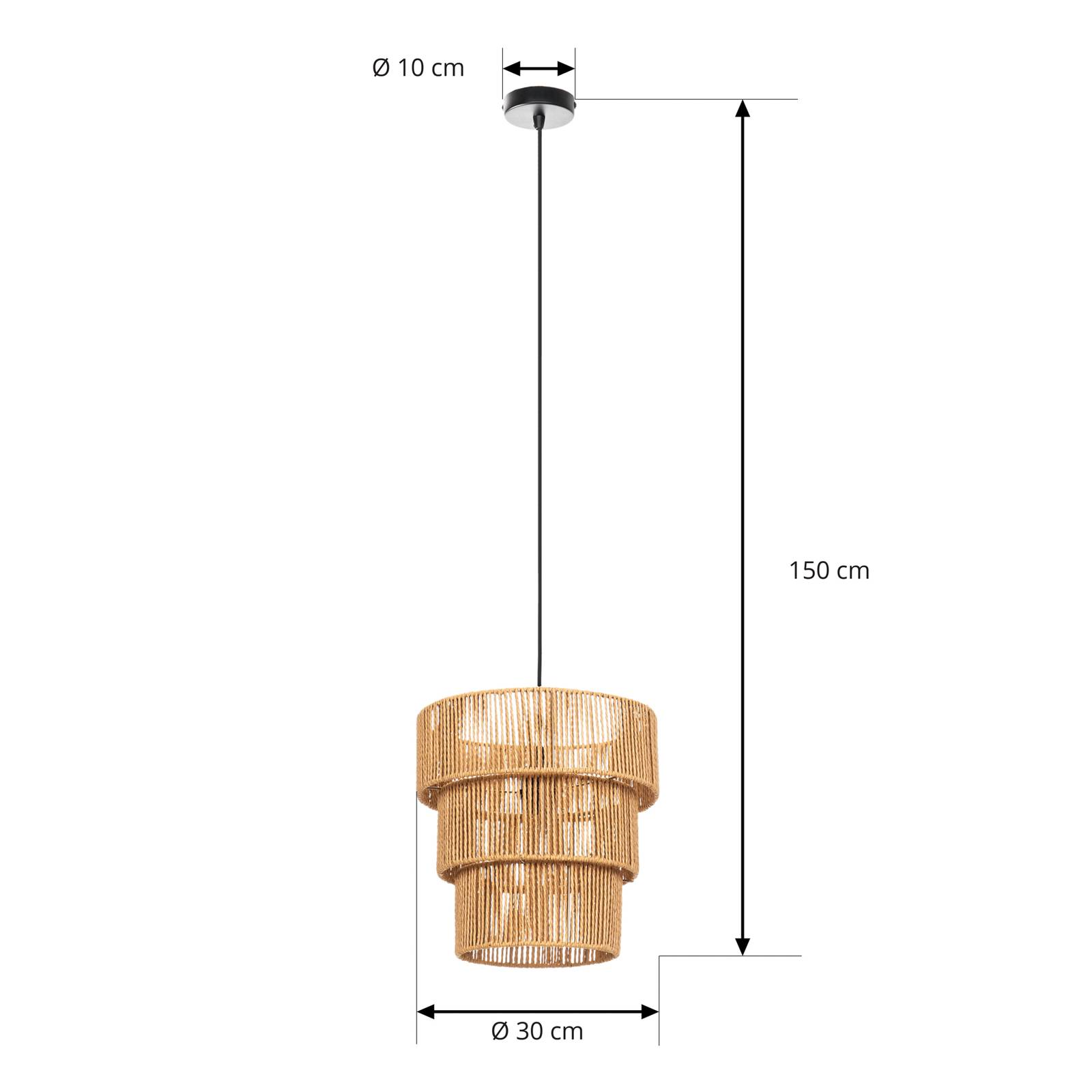 Lampa wisząca Lindby Elvoria, trawa, Ø 30 cm, E27