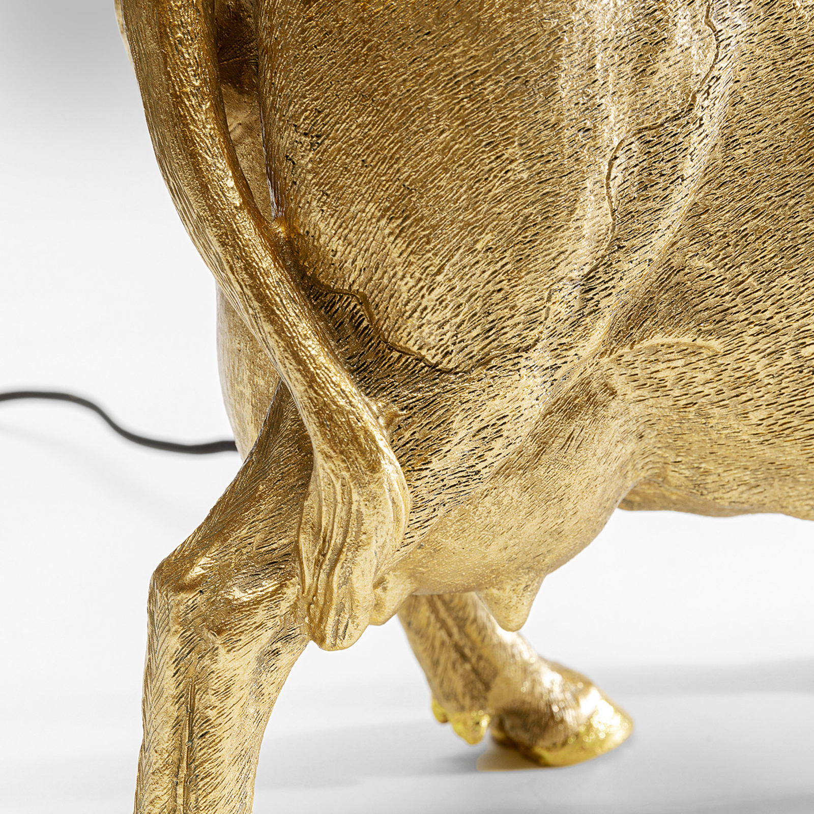 KARE Cow Gold Tischleuchte mit Leinenschirm