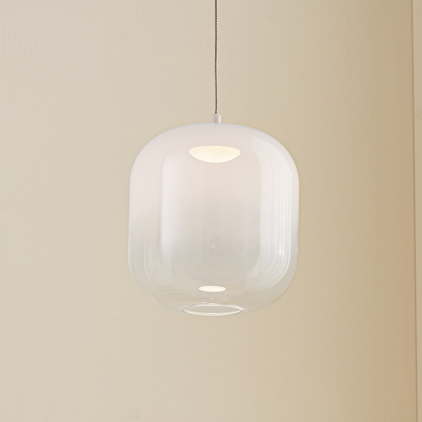 Lucande LED pendul Avelina Ø 14cm 1 lumină negru - Camera de zi / sufragerie - modern - alb - Sticlă