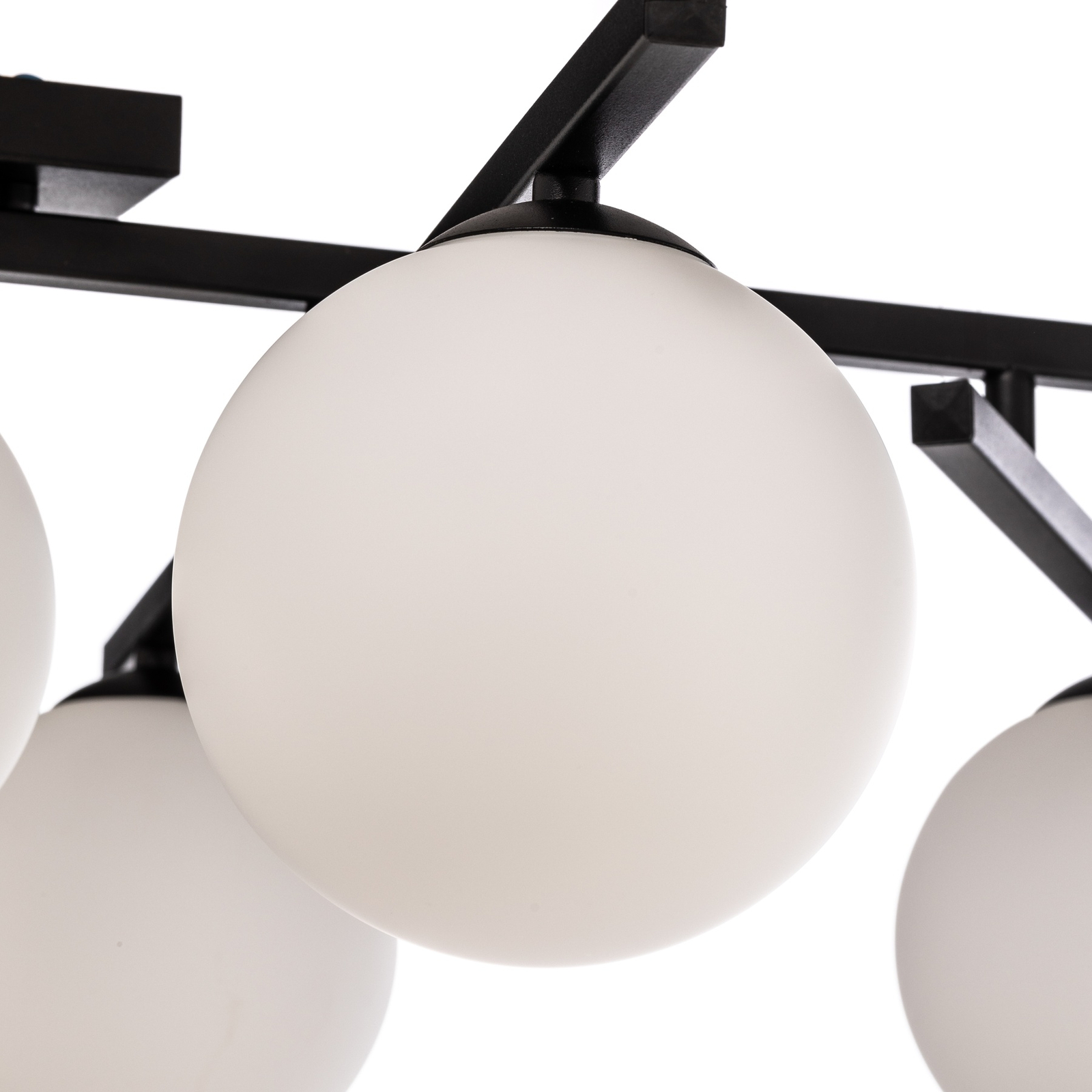 Plafonnier Smart, noir/opale, à 5 lampes