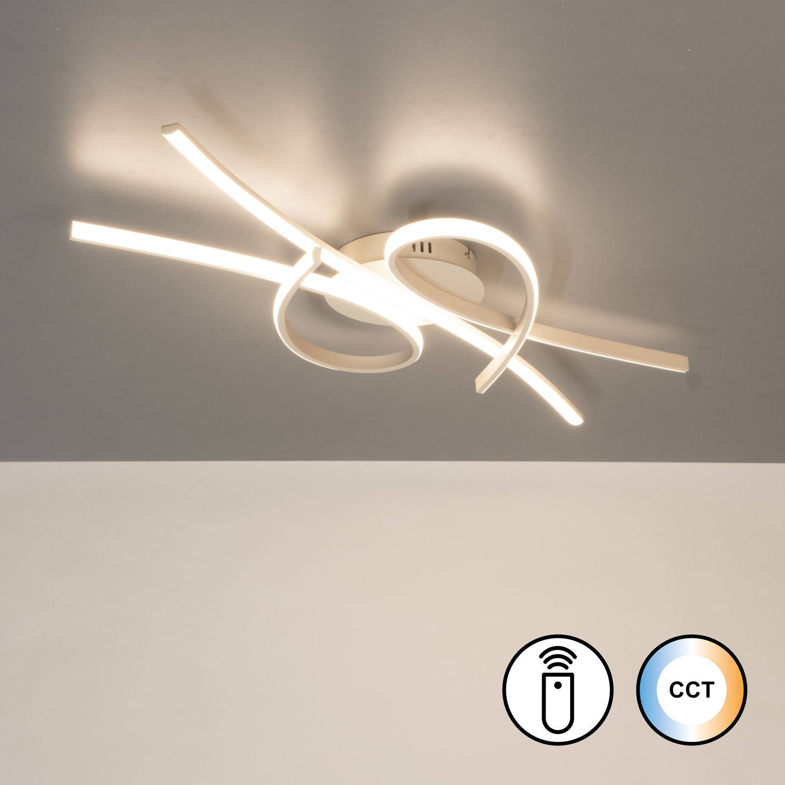 LED stropna svetilka Biba, peščena, dolžina 100 cm, kovina, CCT