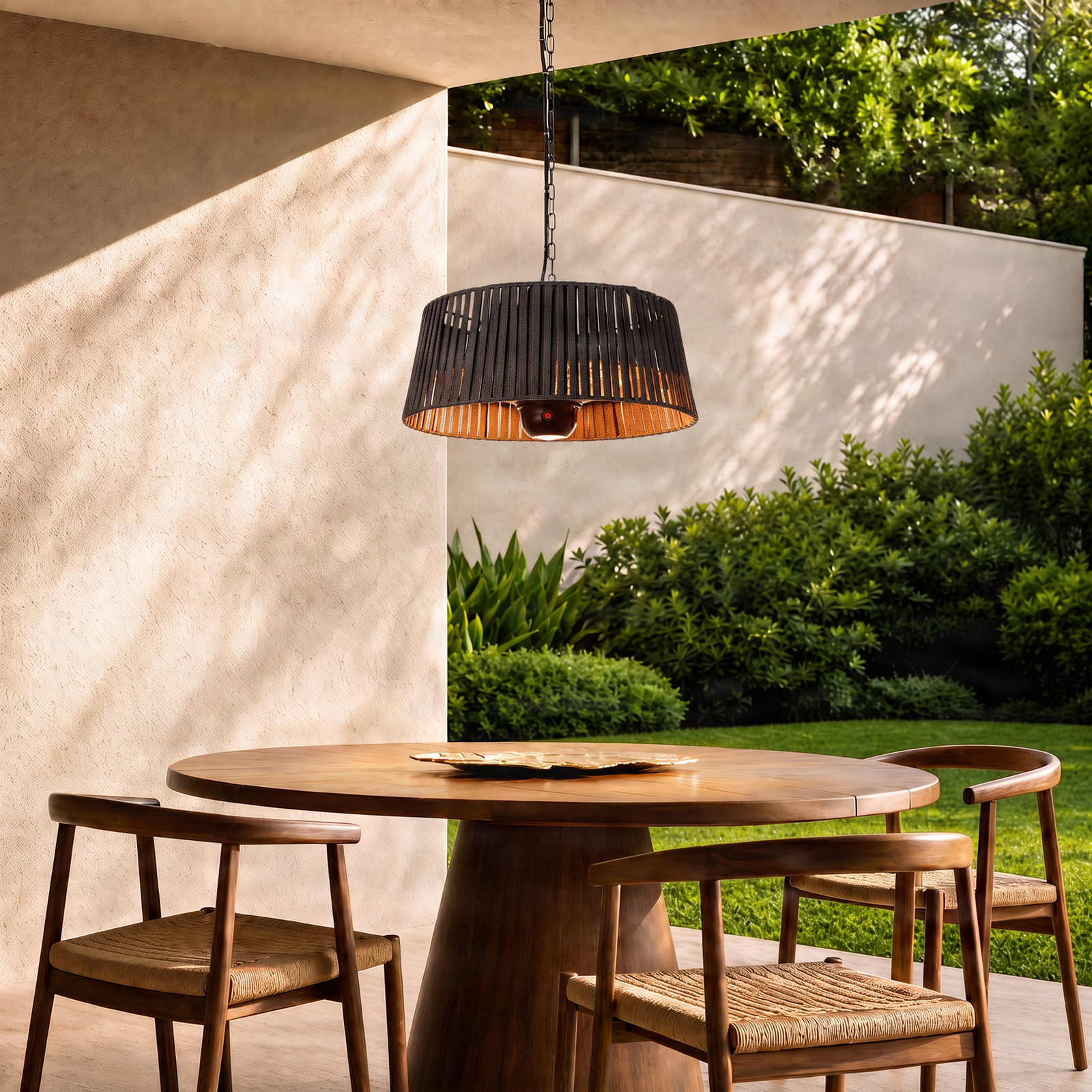 Lucande Pyravo suspended patio heater, black, aluminium, Ø 60 cm Lucande Pyravo suspended patio heater, black, aluminium, Ø 60 cm