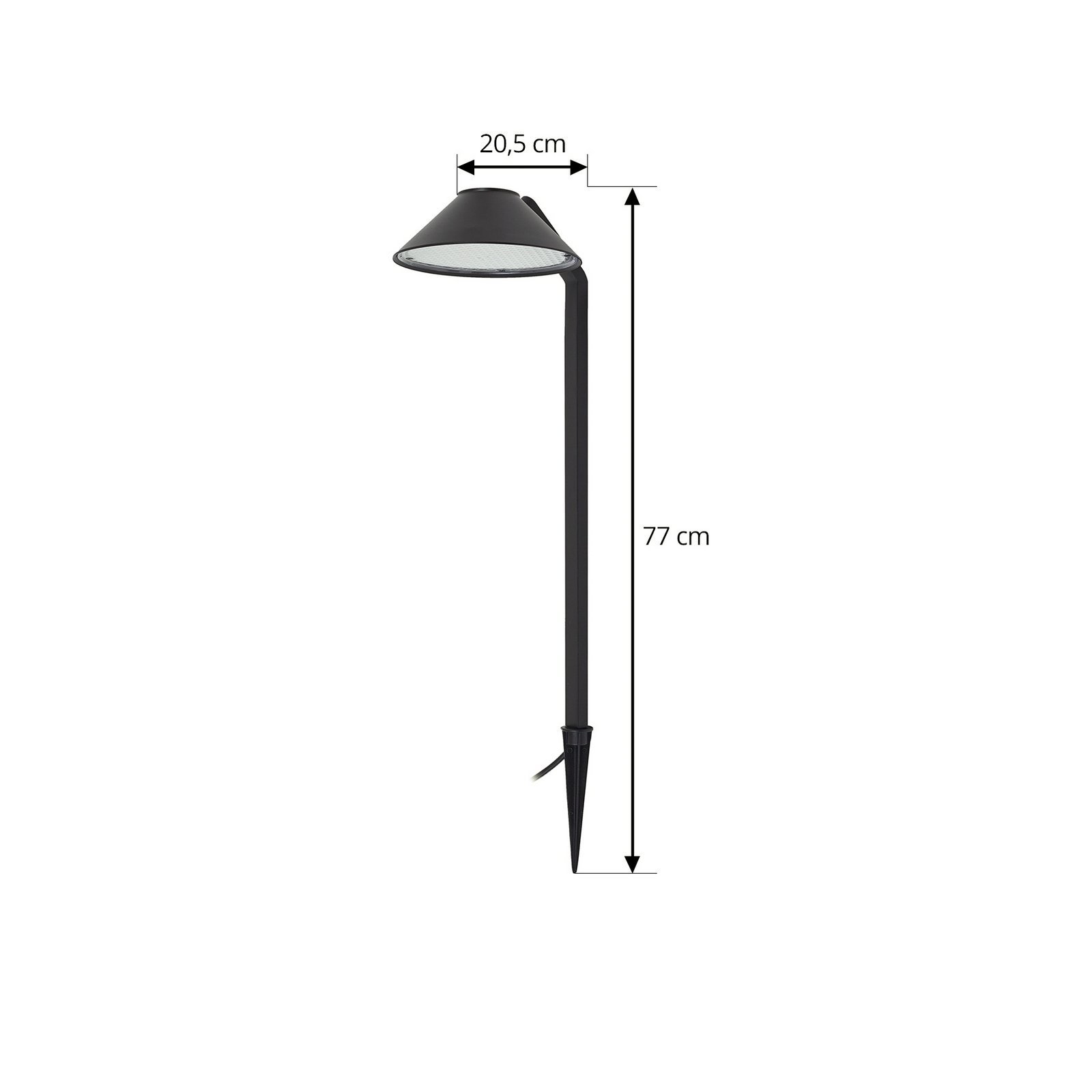Lindby LED-Erdspießleuchte Capelo, schwarz, Metall, 77cm
