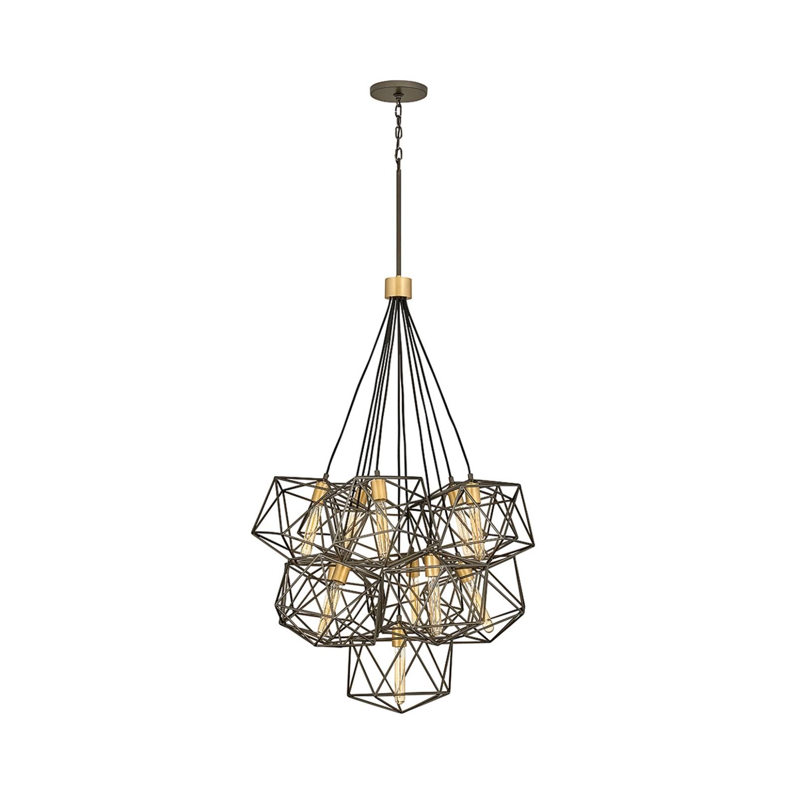 Kronleuchter Astrid, metallic bronze, elfflammig