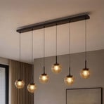 LED-Hängeleuchte Solis, 7-fl. lang, bronze, Glas, 2.700 K