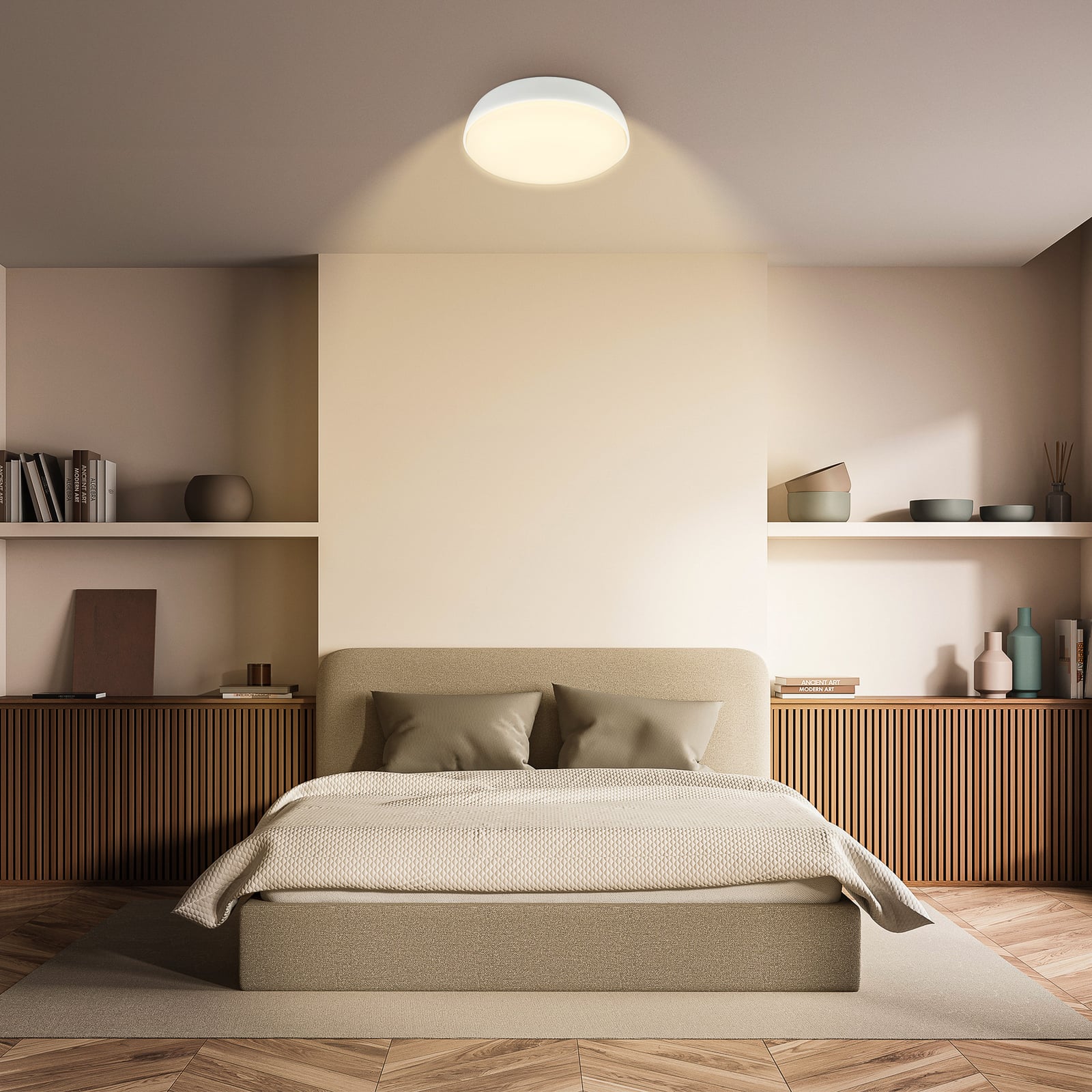 LED-taklampa Nikan, matt vit, Ø 28,5 cm, 3 000 K