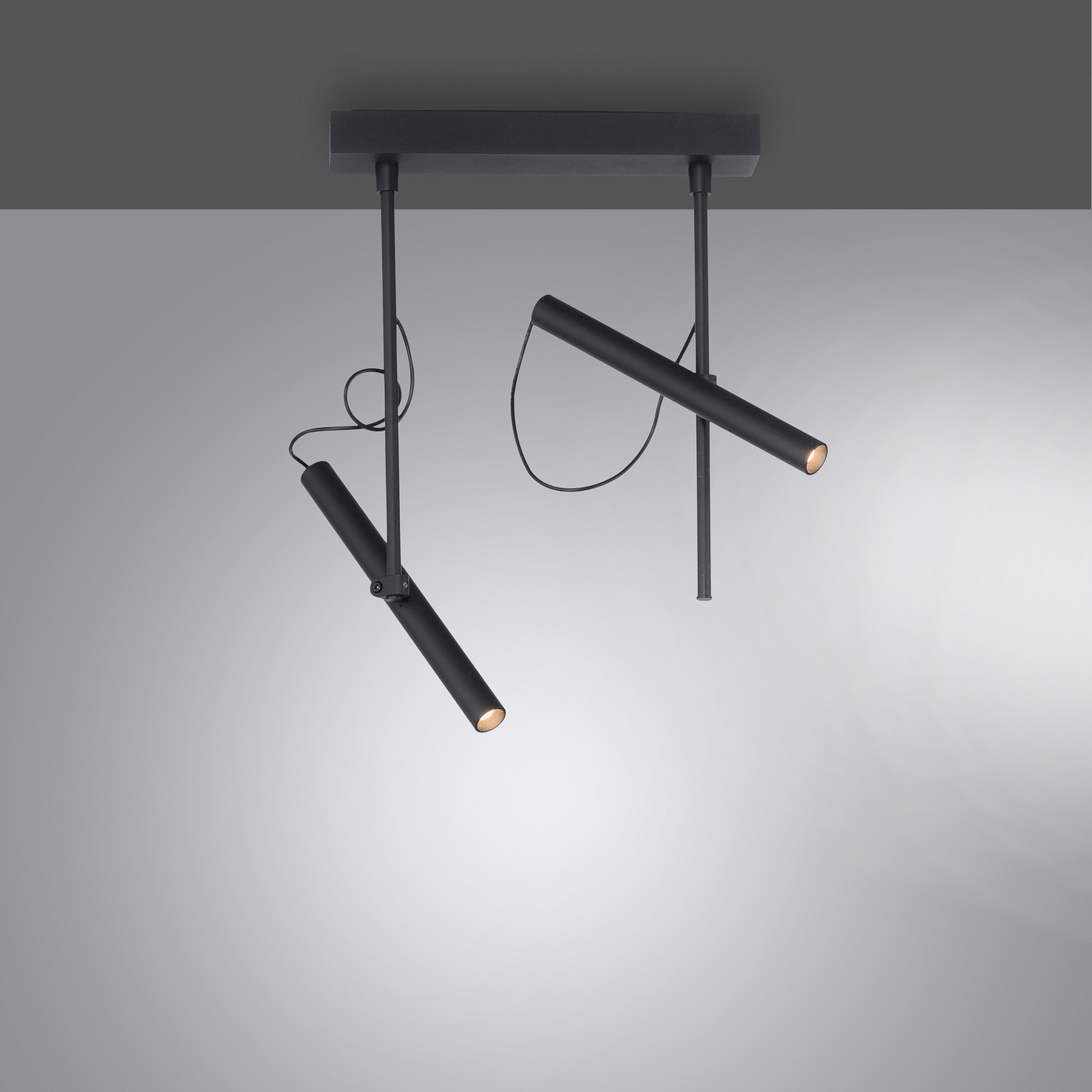 PURE Tutua plafonieră LED 2 becuri negru - Camera de zi / sufragerie - modern - negru alb - Metal
