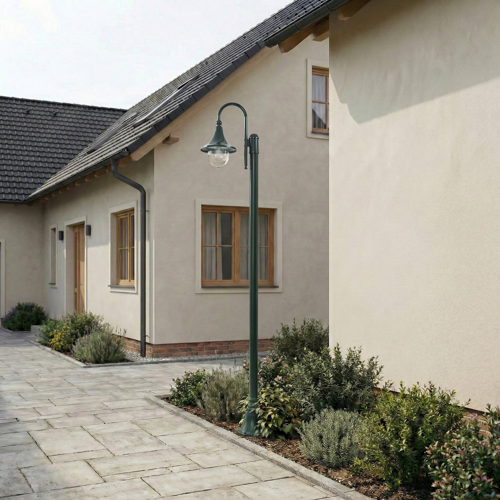 Vonkajšie svietidlo Daphne, zelené, 220 cm, E27, kov – Lindby