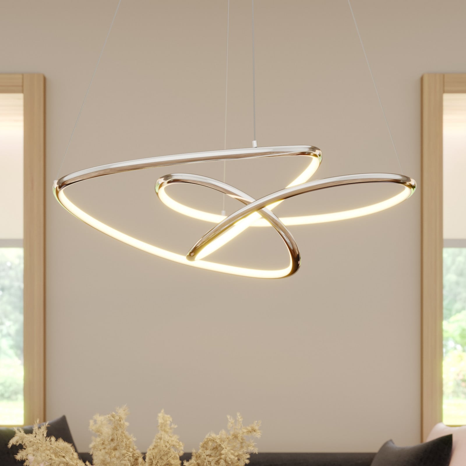 Fluxus LED 3 Hanglamp Chrome Lucande - Woonkamer - Modern - Metaal - 1 lamp