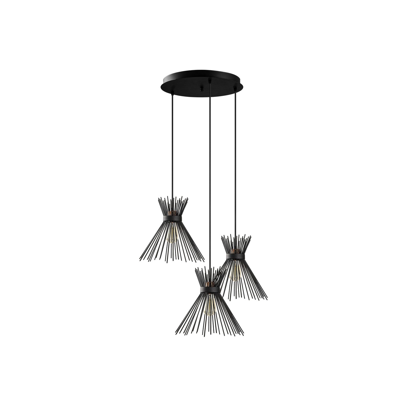 Hanglamp Kirpi 3085 3-lamps rondel zwart