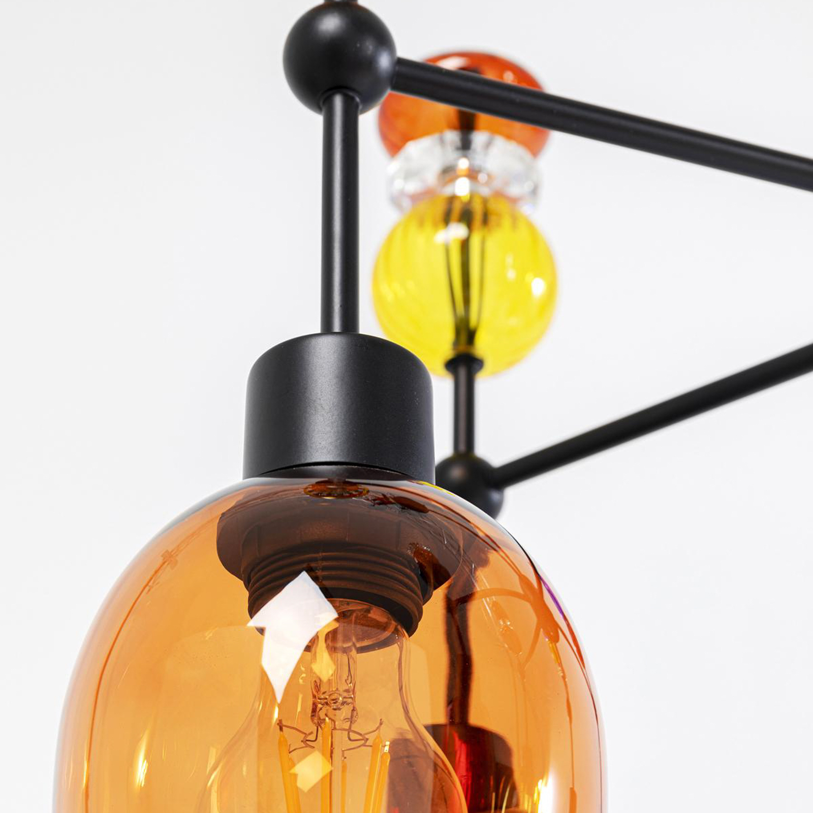 KARE Mazzo Sei pendant light, multicoloured glass, 6-bulb