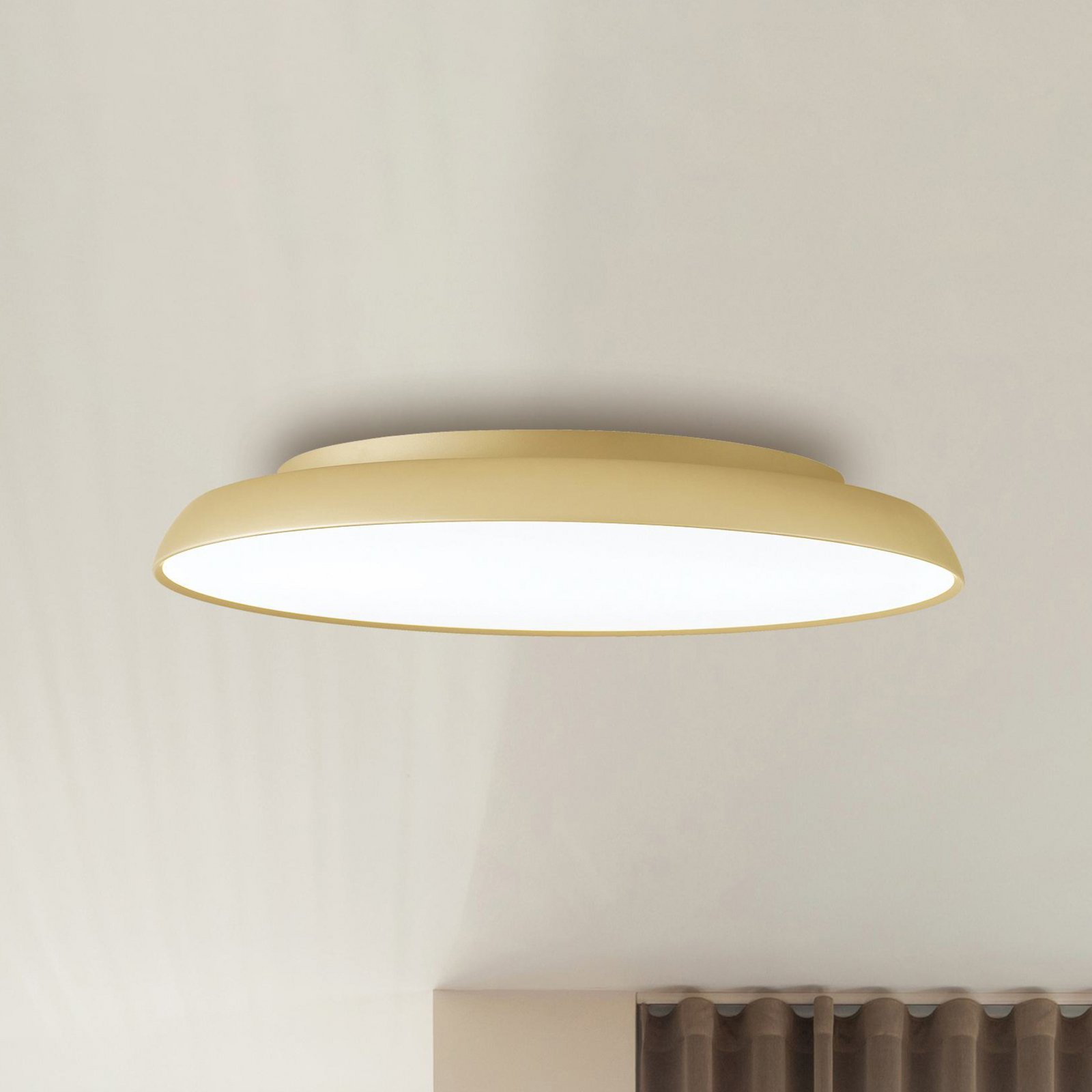 LED ceiling lamp Art, Ø 45 cm, cream-gold, metal