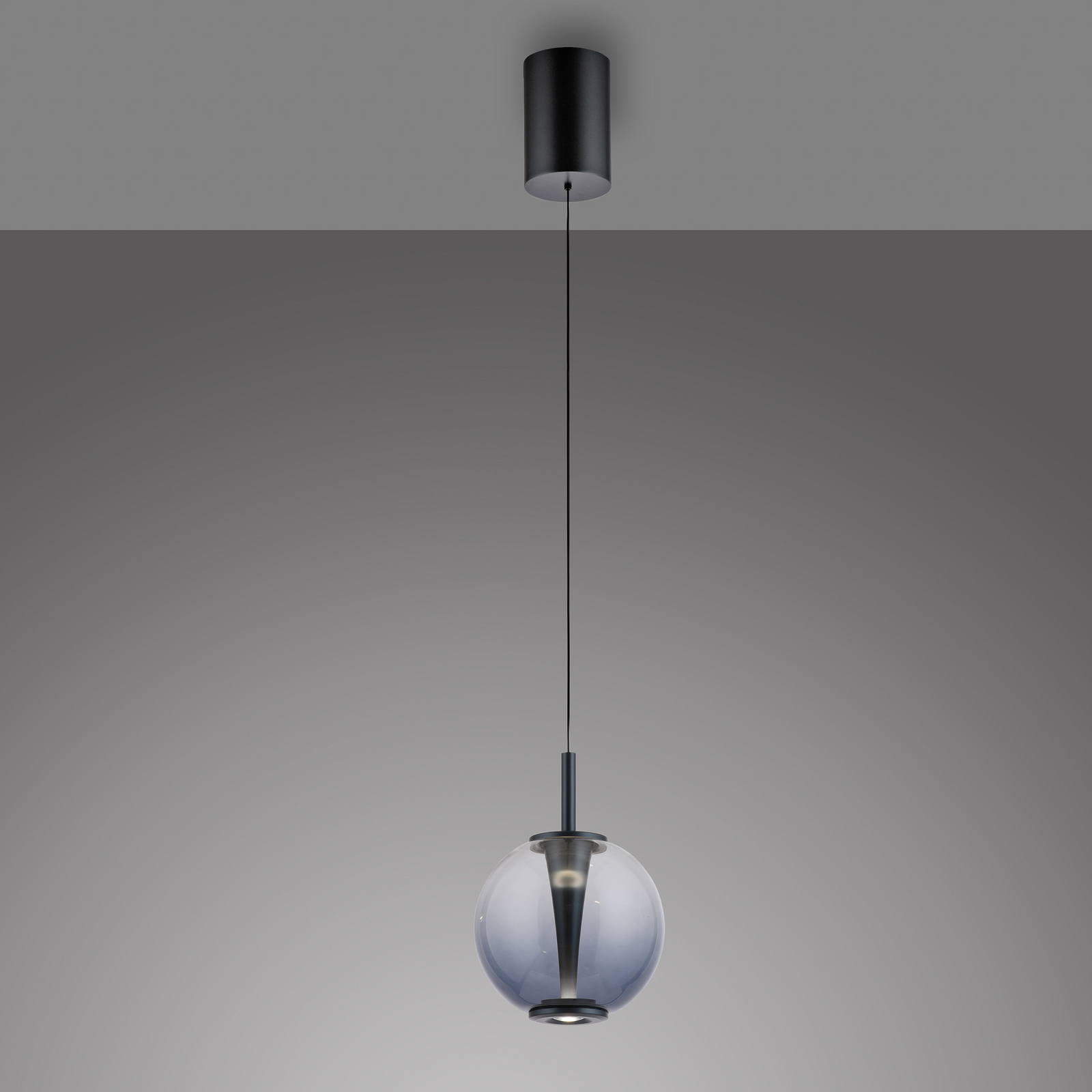 PURE LED-Pendellampe Infinity, grau/rauchgrau, Ø 18 cm, CCT