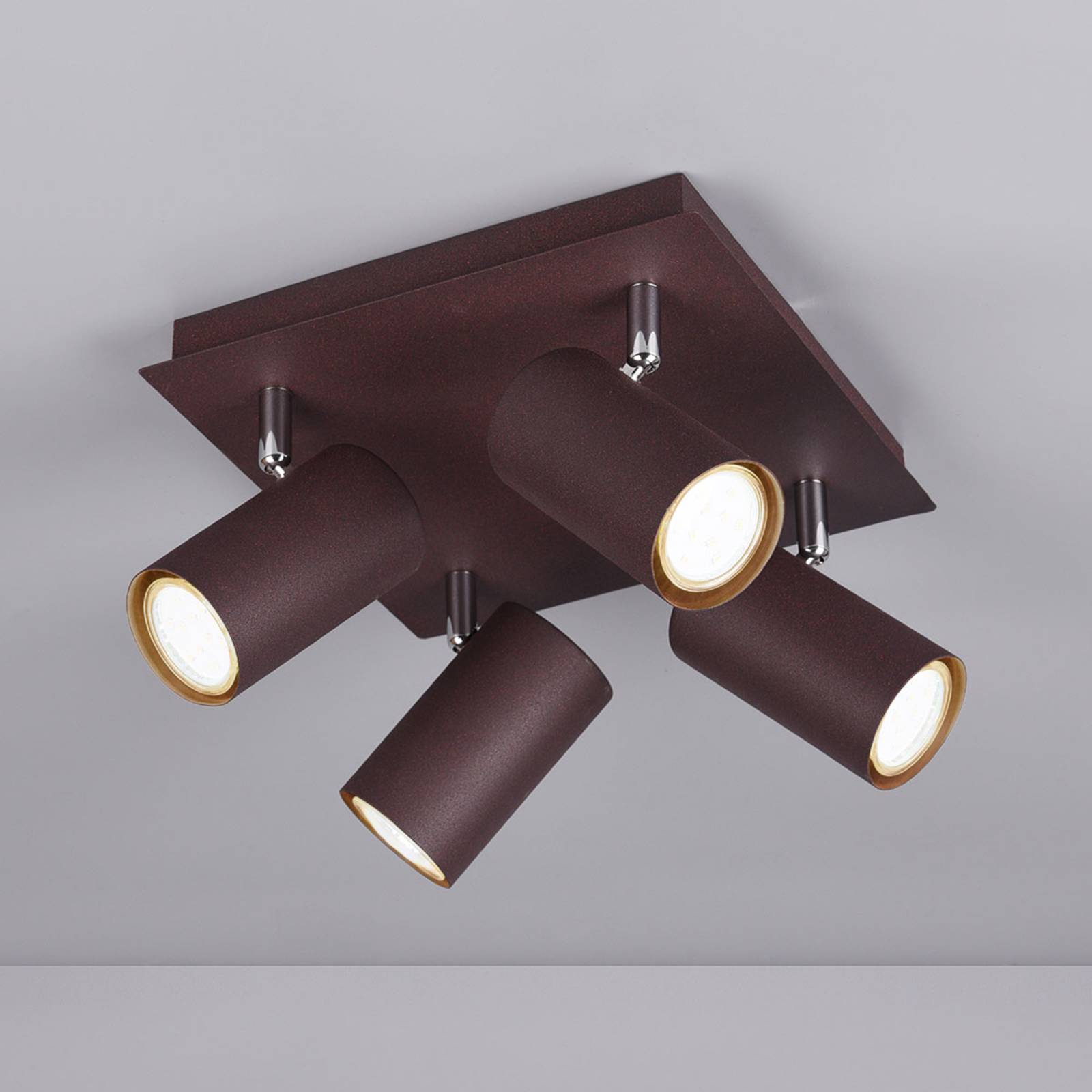 trio lighting spot pour plafond marley rouille à 4 lampes