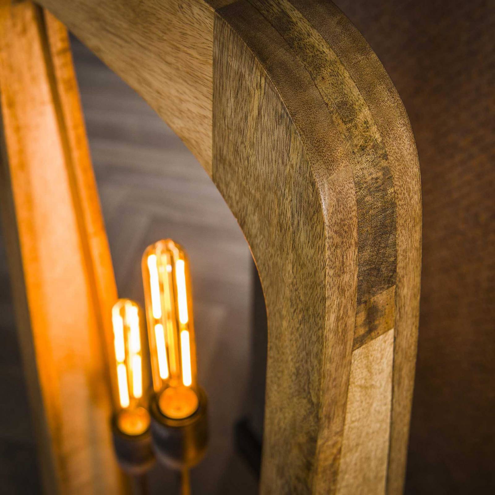 Lampa stojąca Woodframe, 3-punktowa, drewno mango, naturalny