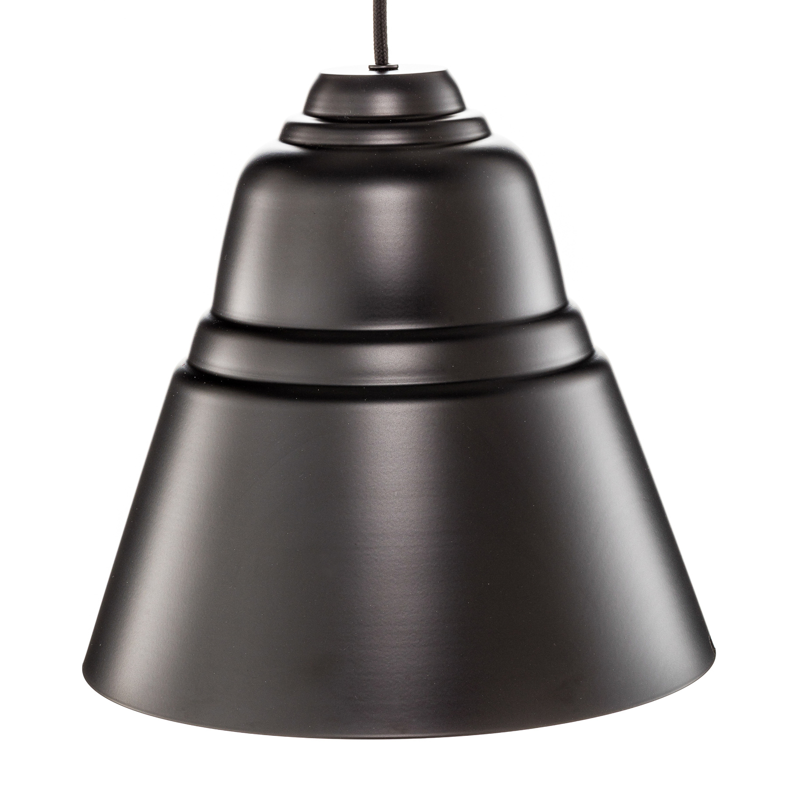 Relief hængelampe med metalskærm, sort