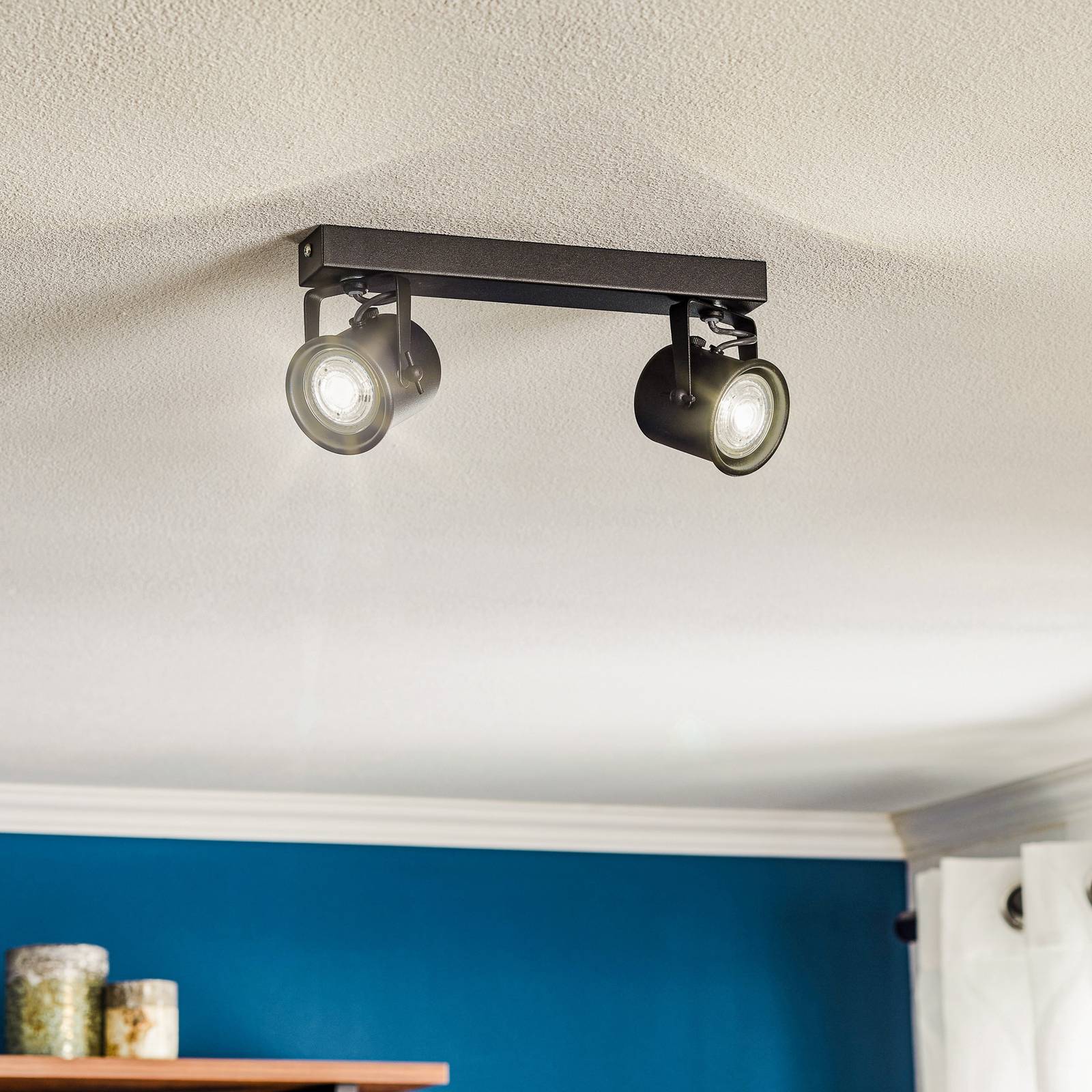 Argon Spot pour plafond Canico à 2 lampes noir