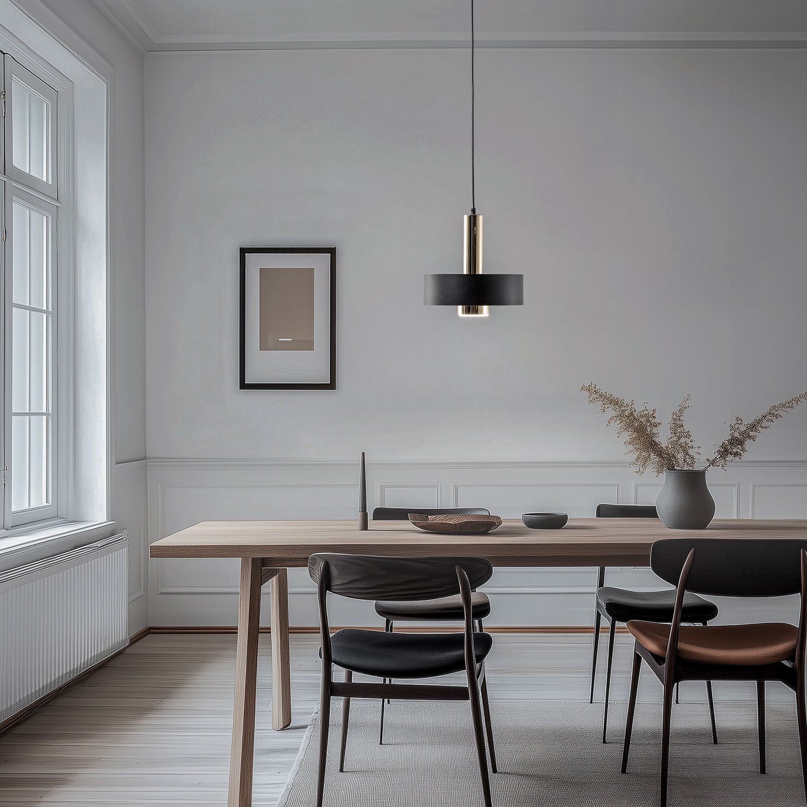 Hanglamp Rif Lux, zwart/goud, Ø 25 cm, staal