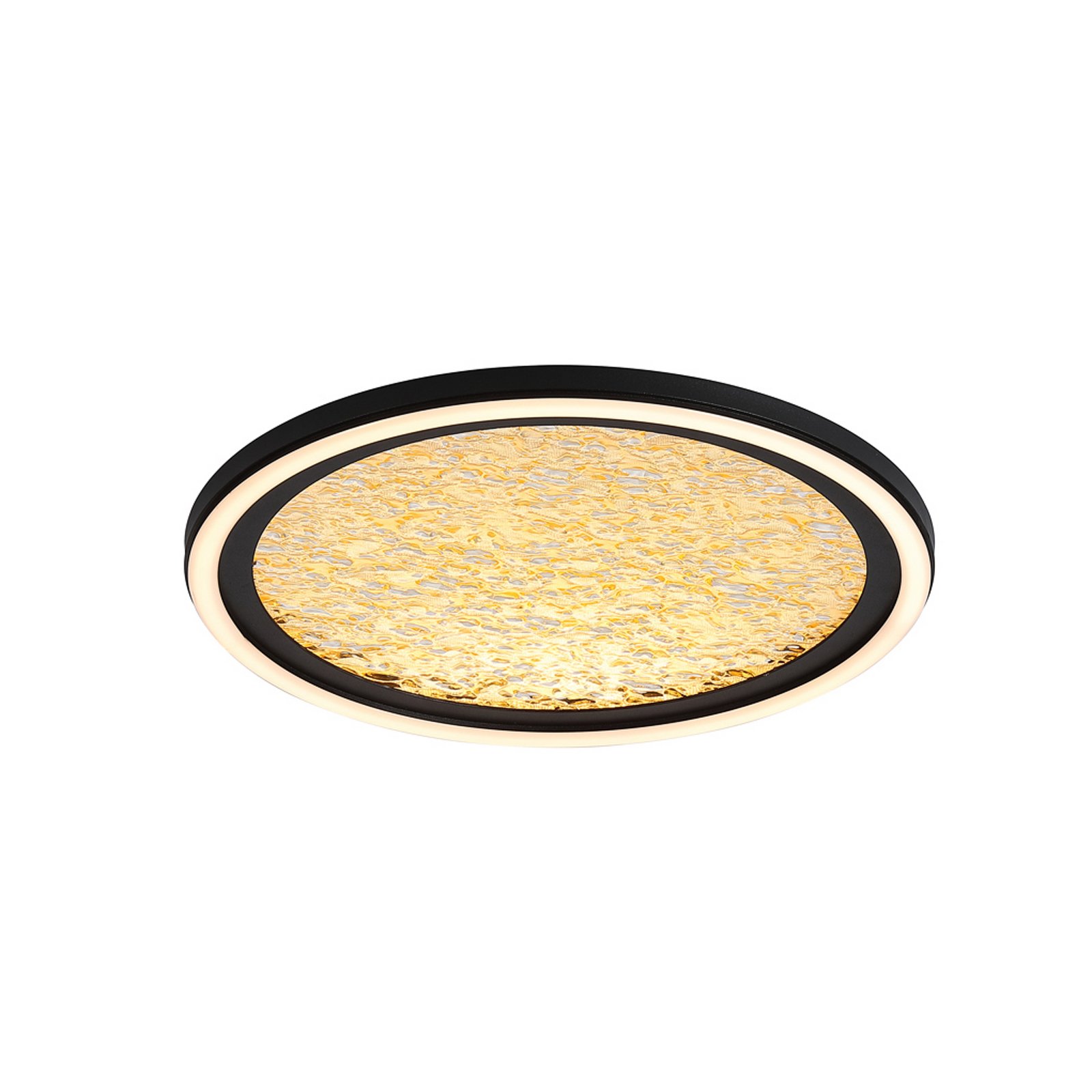 LED-Deckenlampe Luna, Ø 30 cm, schwarz/goldfarben, Metall