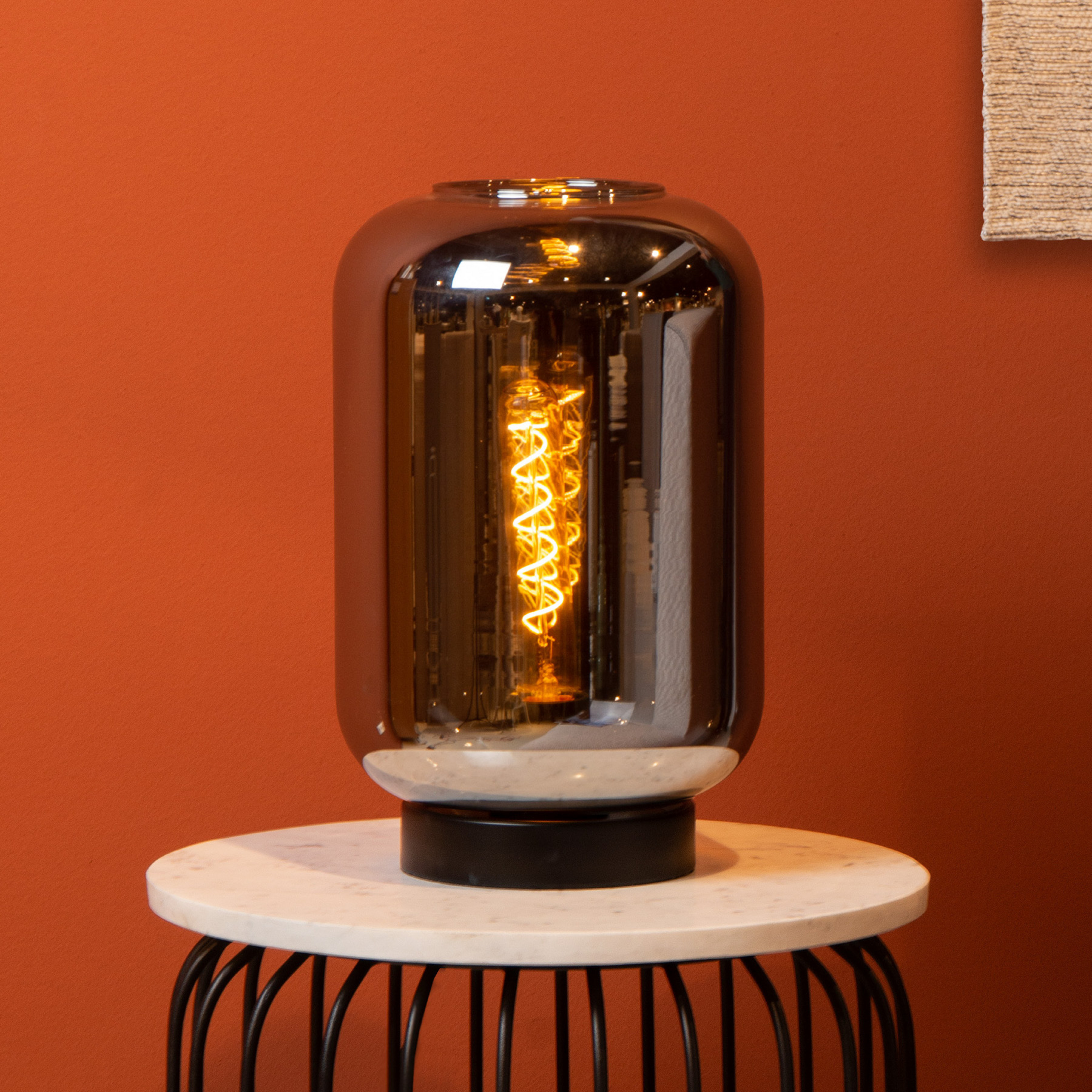 Lampe de table Joanet avec verre fumé, Ø 22 cm