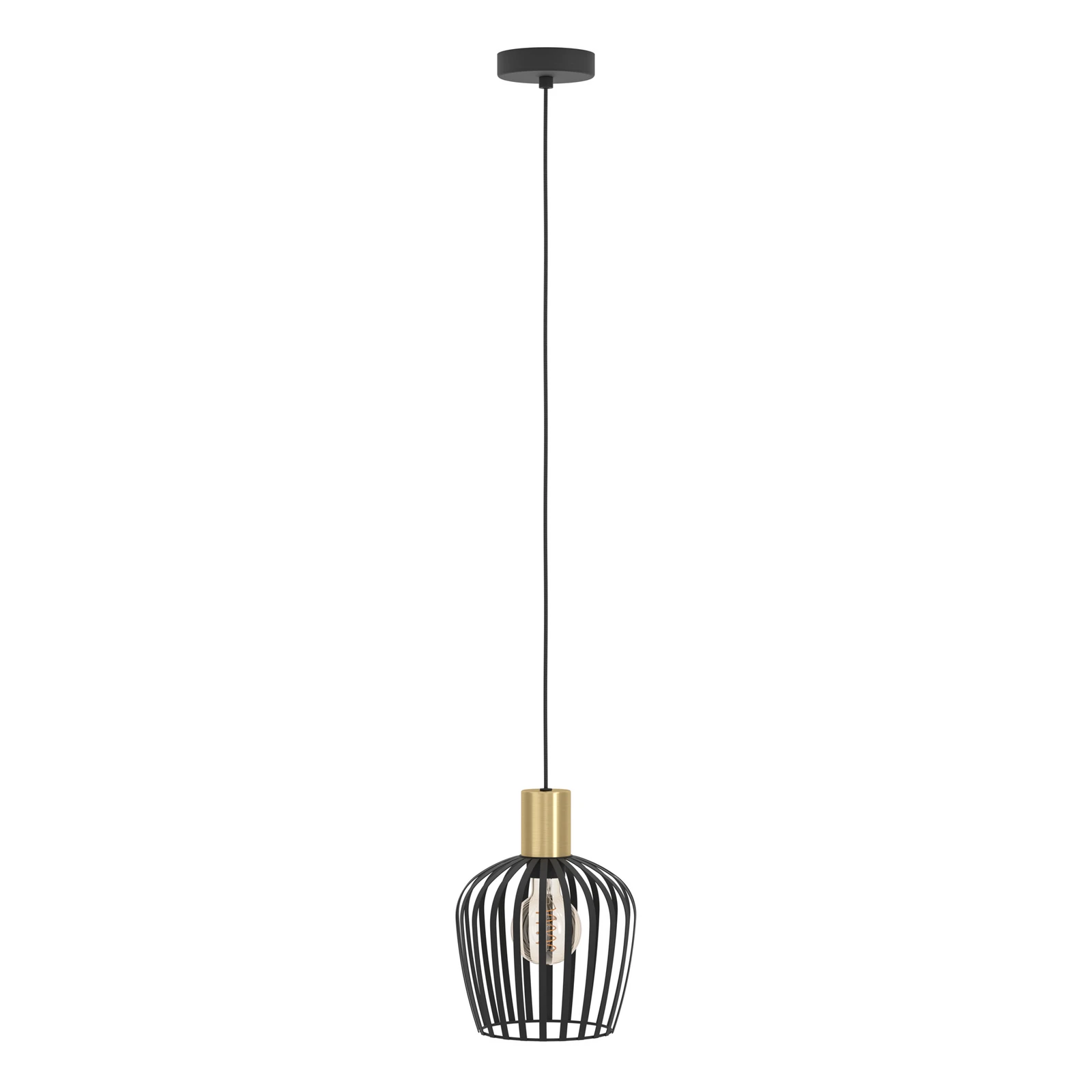 Hängelampe Empoli, Ø 20 cm, schwarz/messingfarben, Stahl