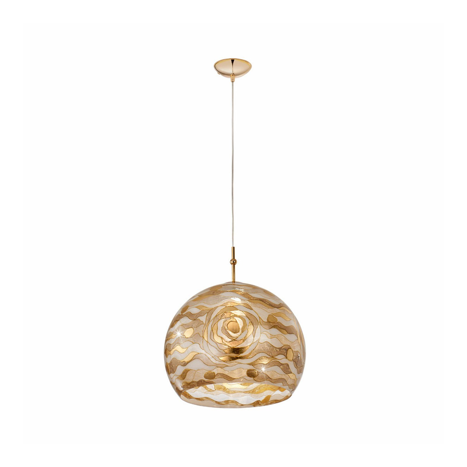 Kolarz Candeeiro suspenso Luna, Ø 40 cm, cor creme, vidro