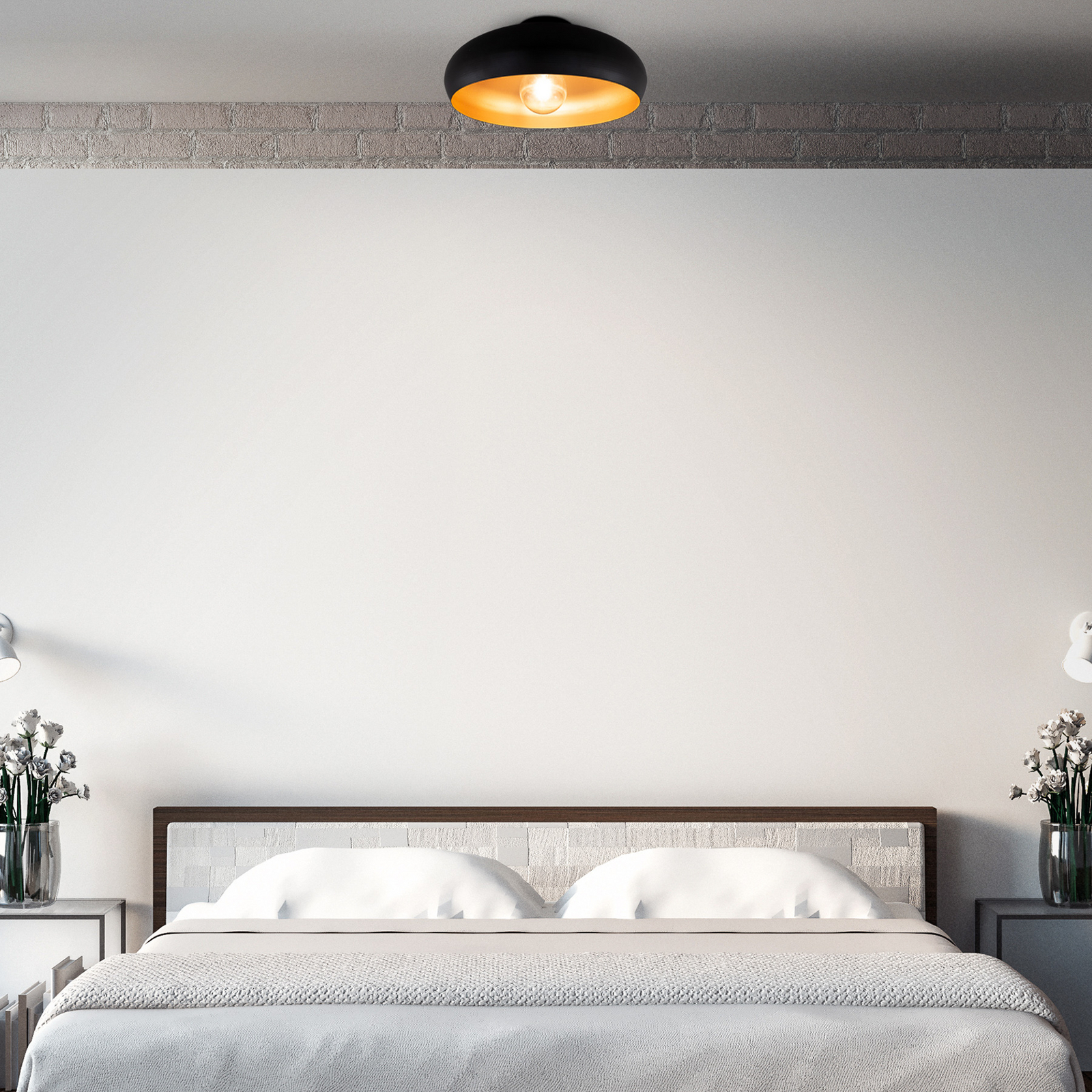 Plafondlamp Zoe, zwart-goud, metaal, E27 Plafondlamp Zoe, zwart-goud, metaal, E27