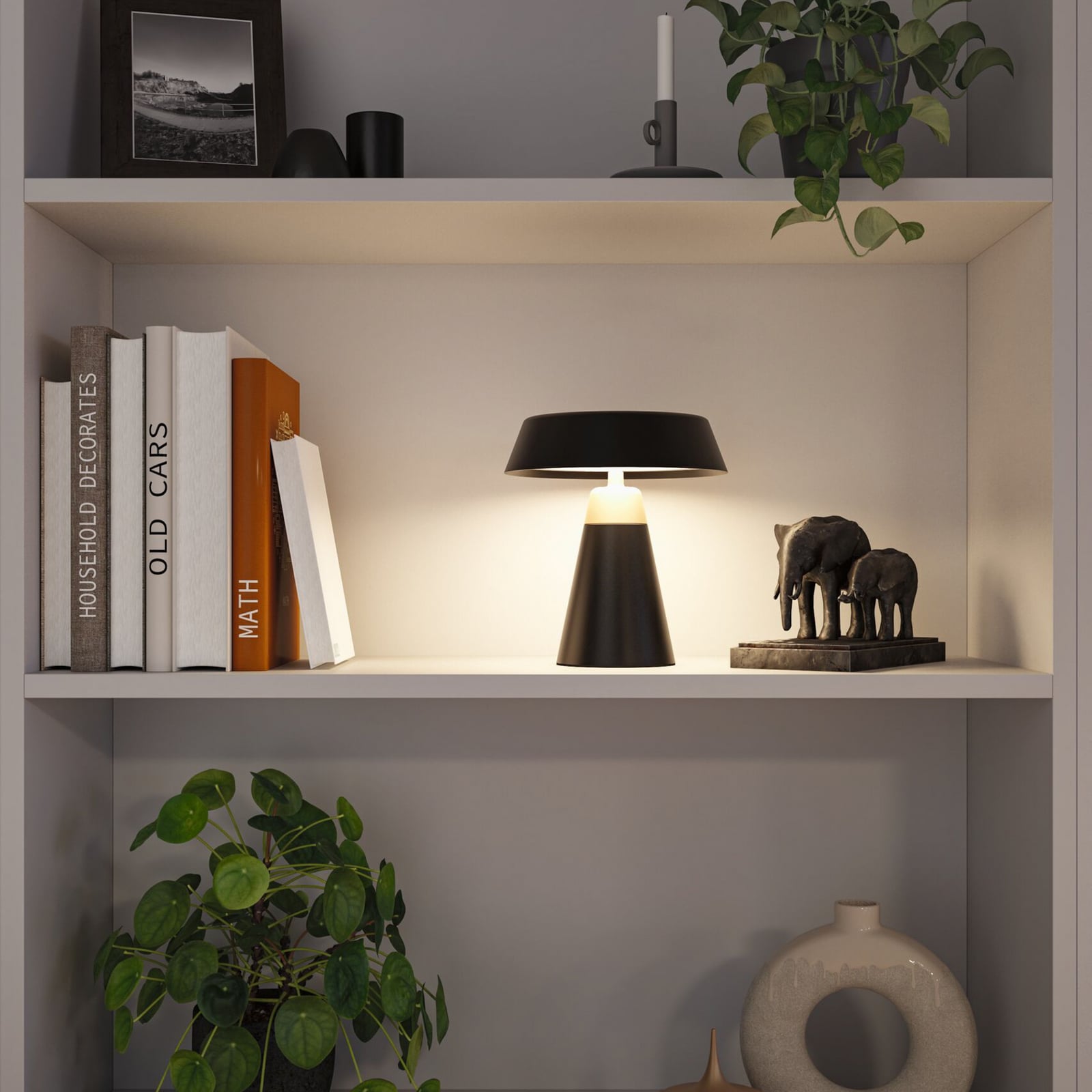 Candeeiro de mesa LED recarregável Paulmann Lirox, preto/bege, 20 cm, IP44