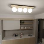 Plafondlamp Kenzo, hoekig, bruin/wit, 4-lamps