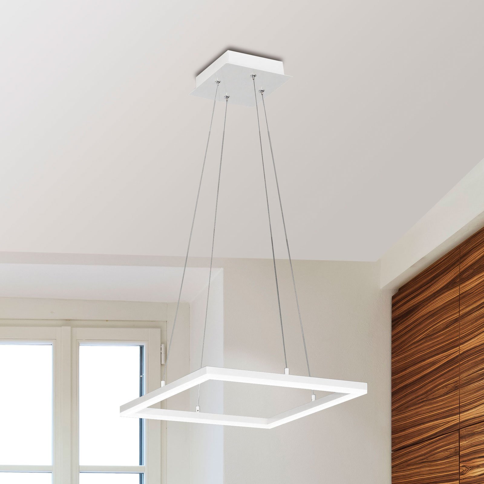 Bard LED pendant light, 42 x 42 cm in white