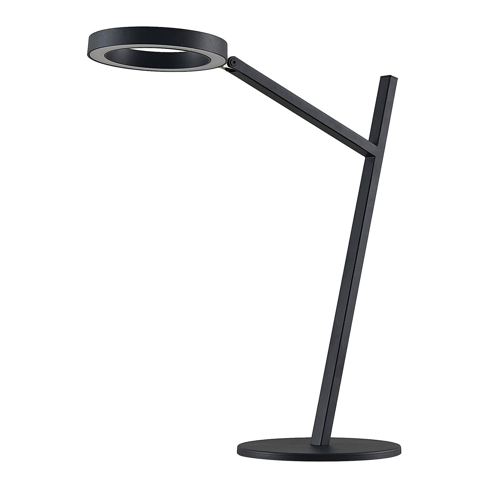 Lucande Nimbe lampada LED da tavolo, nero, dimmer, per soggiorno / sala da pranzo, ferro, alluminio, 10 W, larghezza: 20 cm, altezza: 65 cm