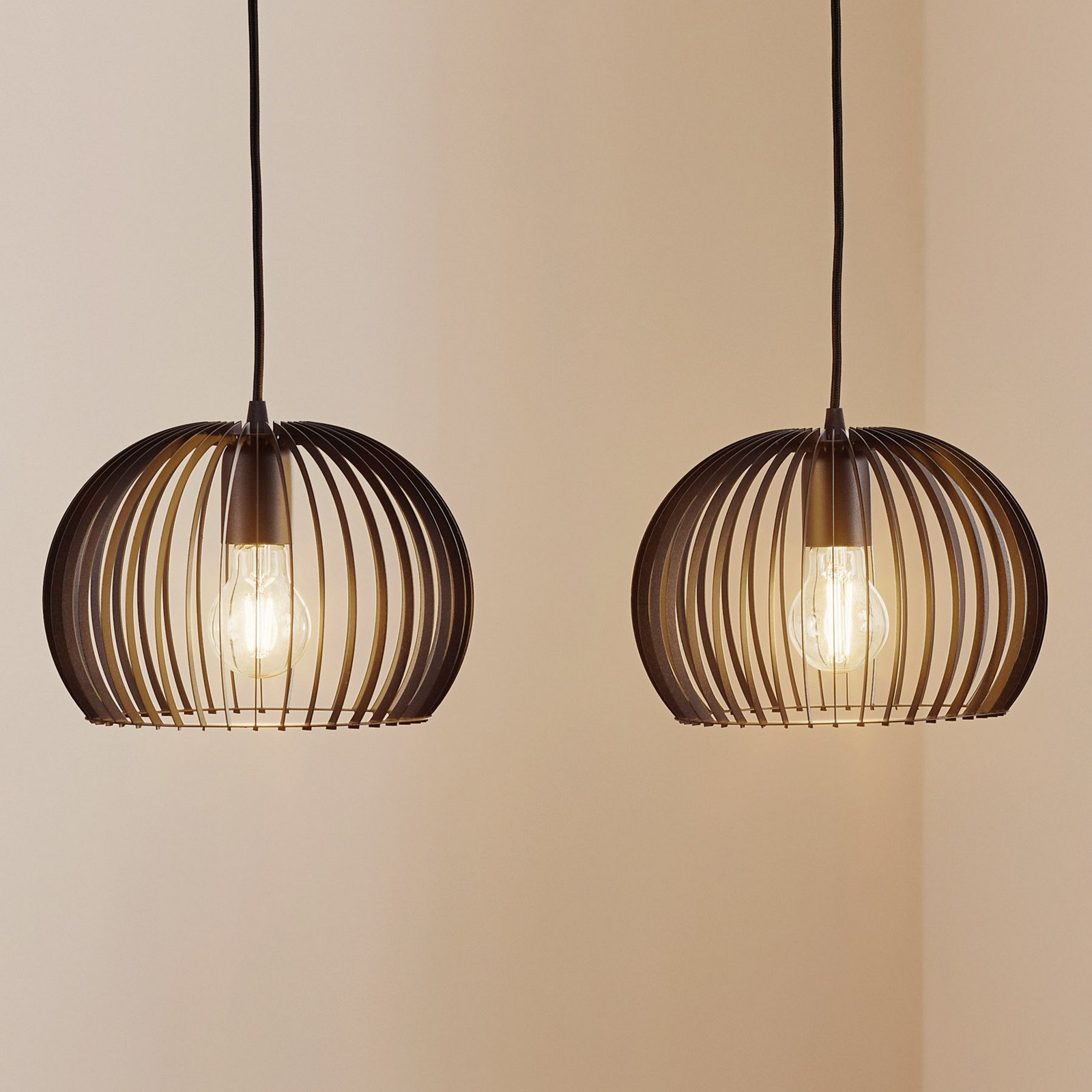 TEMAR LIGHTING Lampă suspendată Larus din oțel negru cu 2 becuri - Camera de zi / sufragerie - Modern - Metal