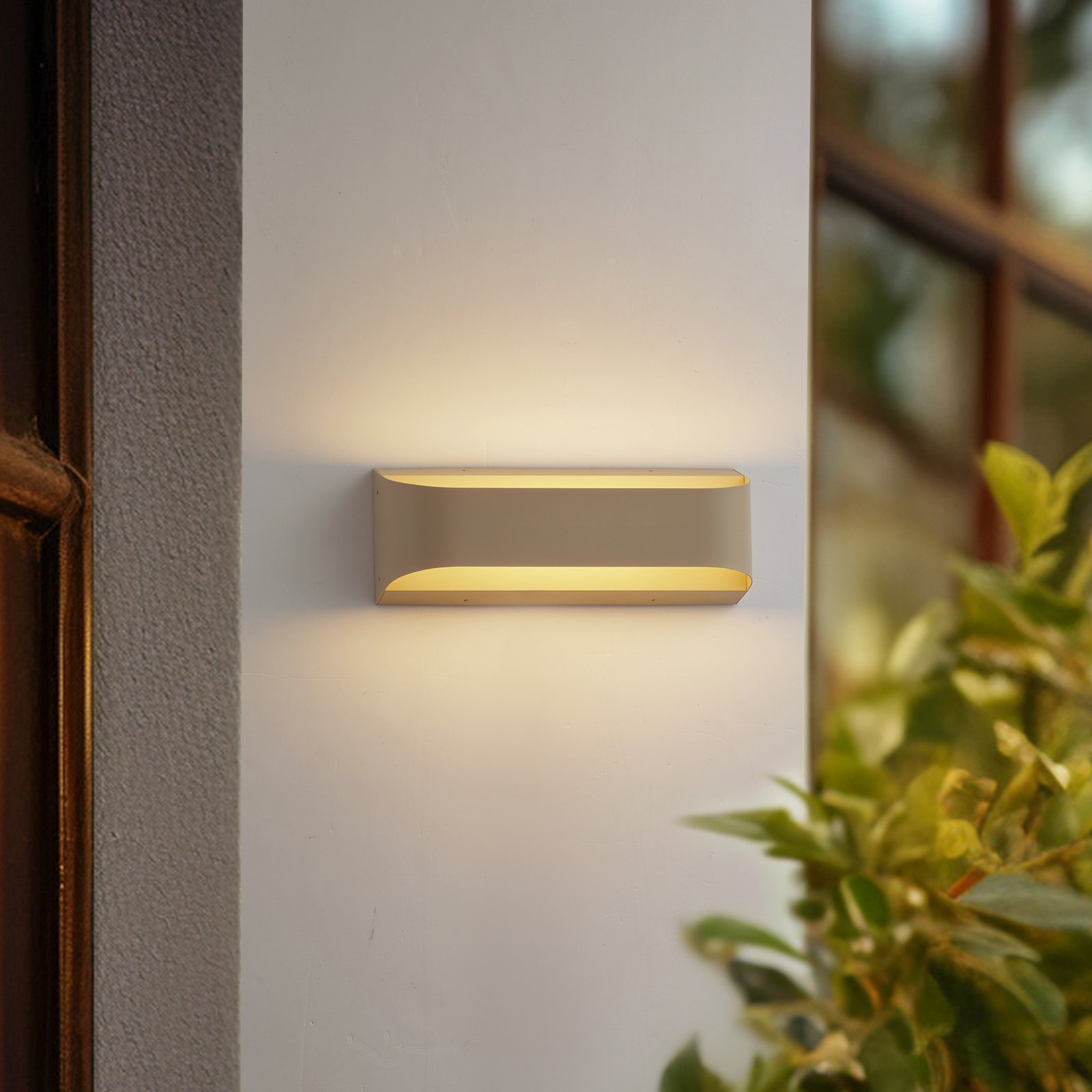 Lenore LED vonkajšie nástenné svietidlo šírka 36,5 cm béžová - Lindby