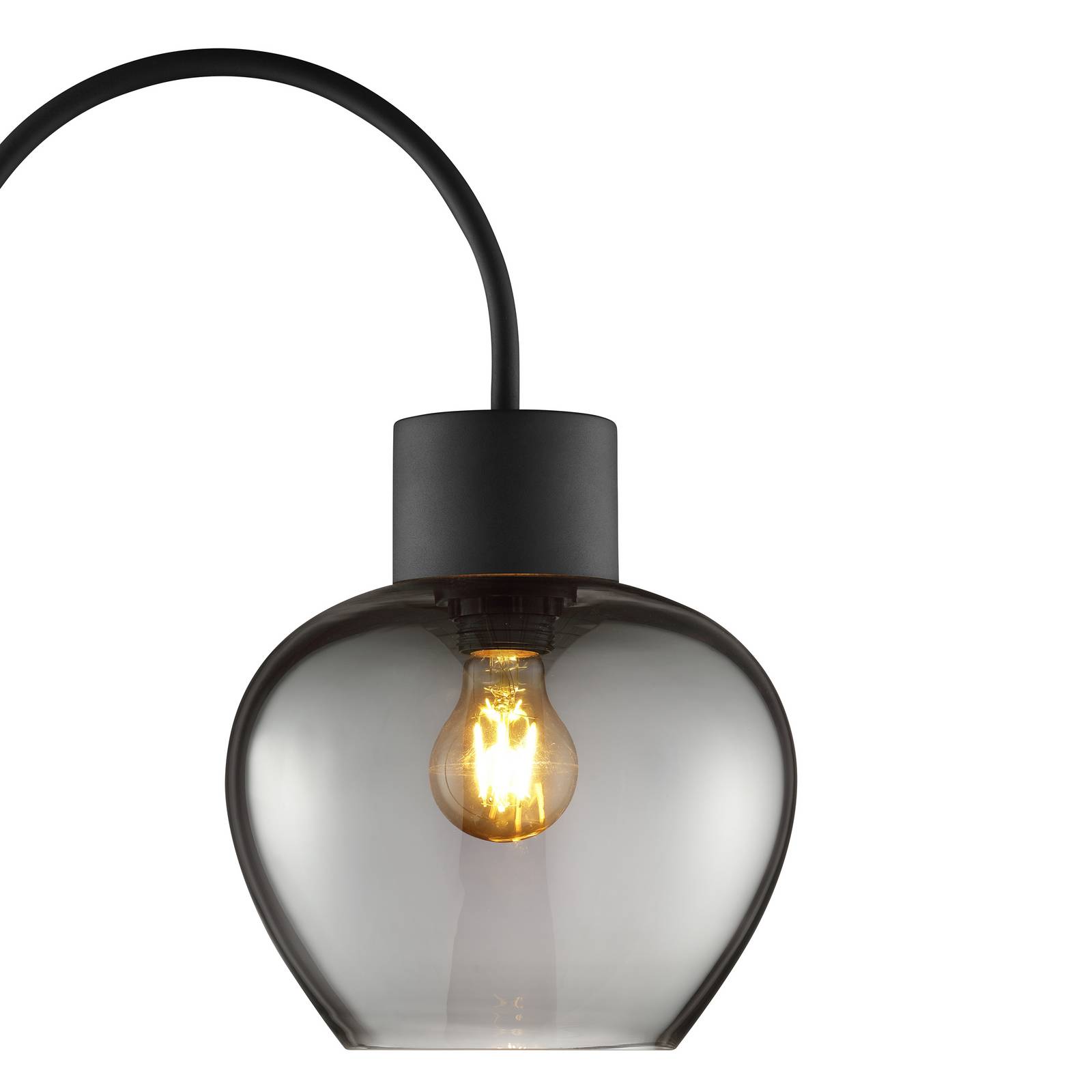 Lampa podłogowa Ligari, czarna/dymnoszara, wysokość 164 cm metal/szkło