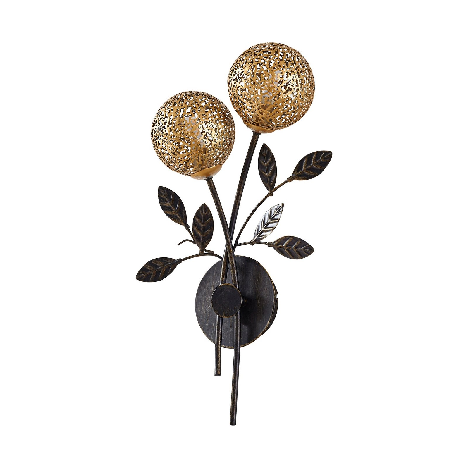 Lucande Evory wall light, 30 cm, 2-bulb, black/gold, G9