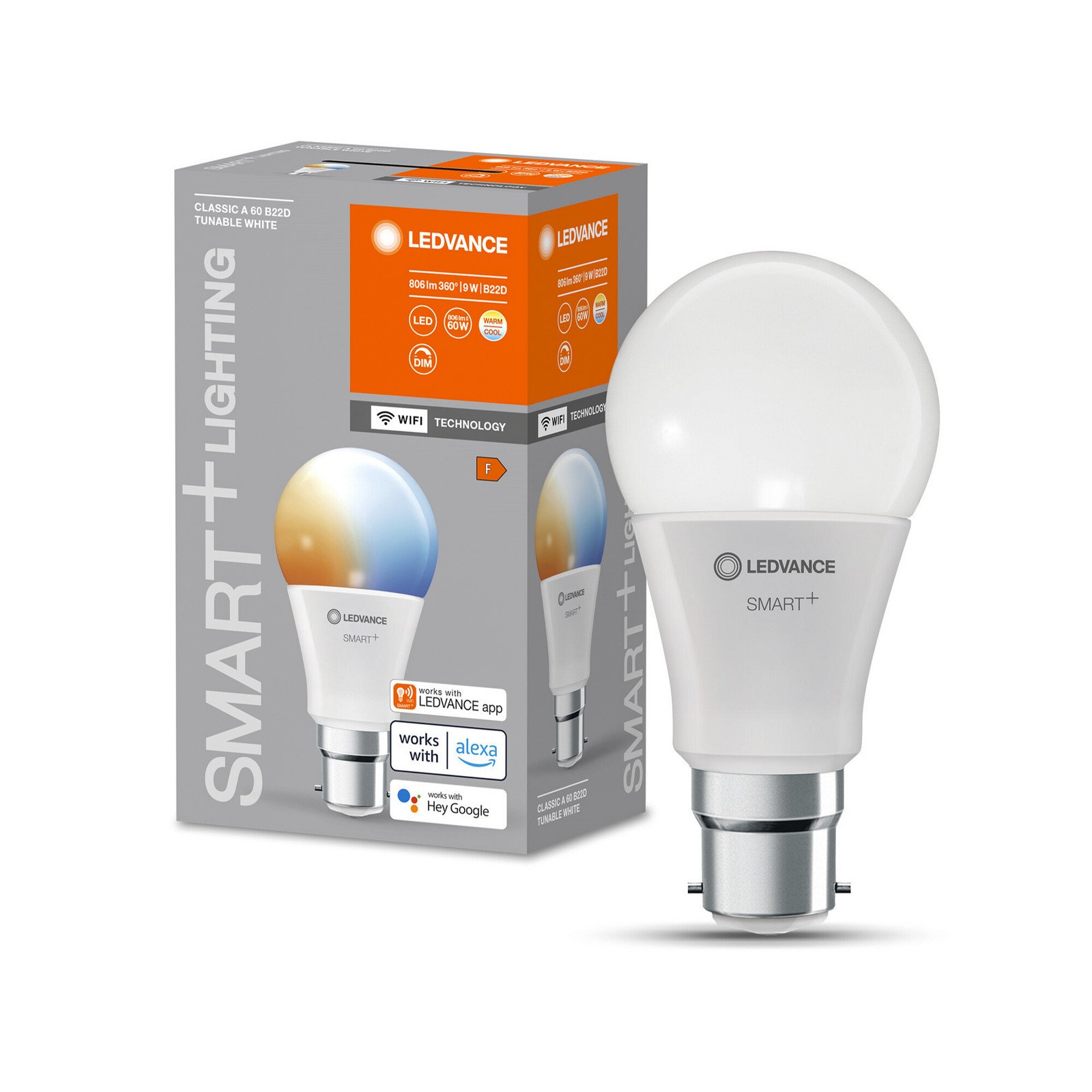 LEDVANCE SMART+ WiFi B22d 9W Classic 2700-6500K - Plastic