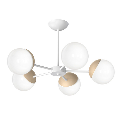 Deckenleuchte Sfera 5-flammig Abstand Glas/Holz
