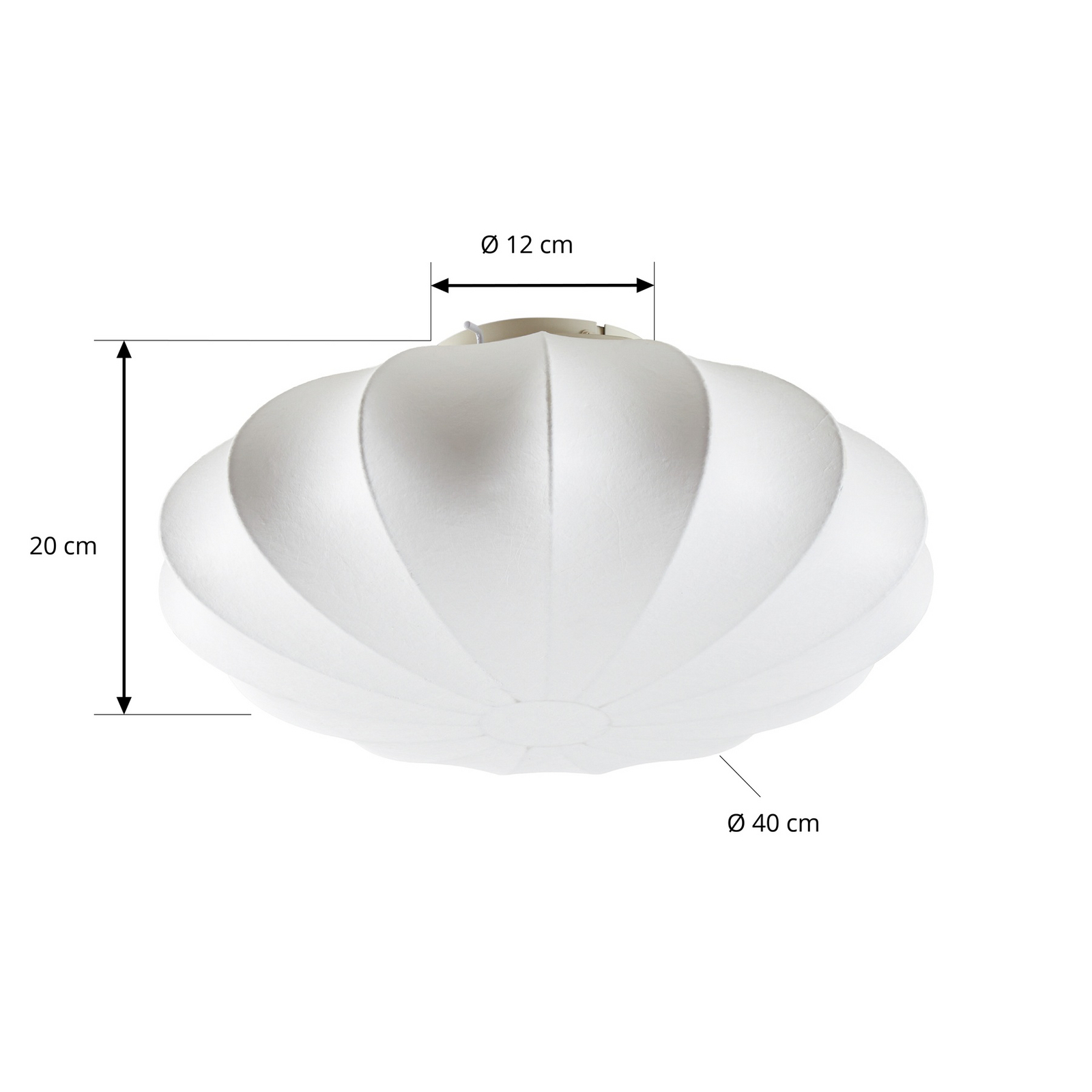 Candeeiro de teto Cliffort, Ø 40 cm, cor natural, seda - Nola