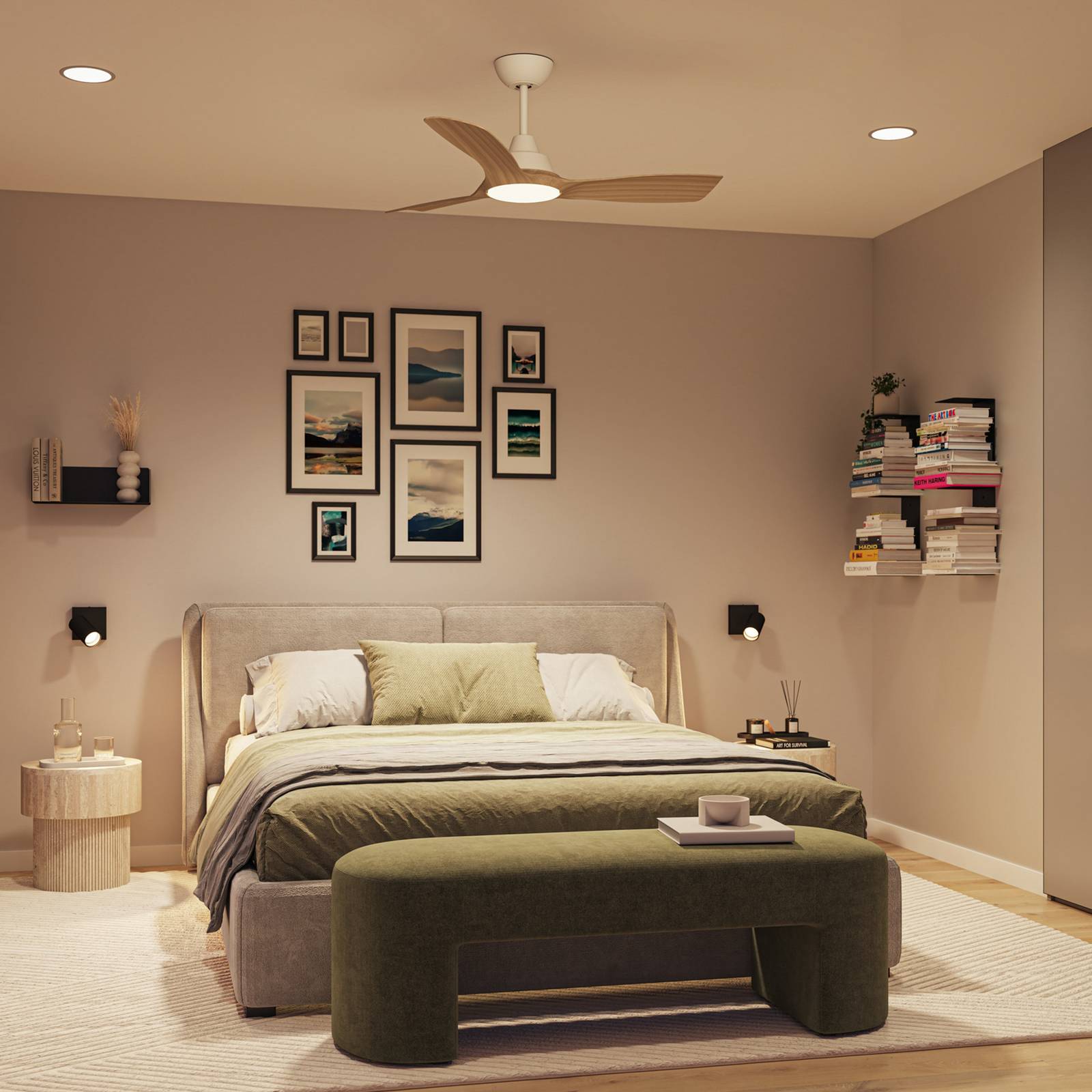 Philips LED-Ventilator Olas, Ø 106 cm, braun/weiß, leise günstig online kaufen