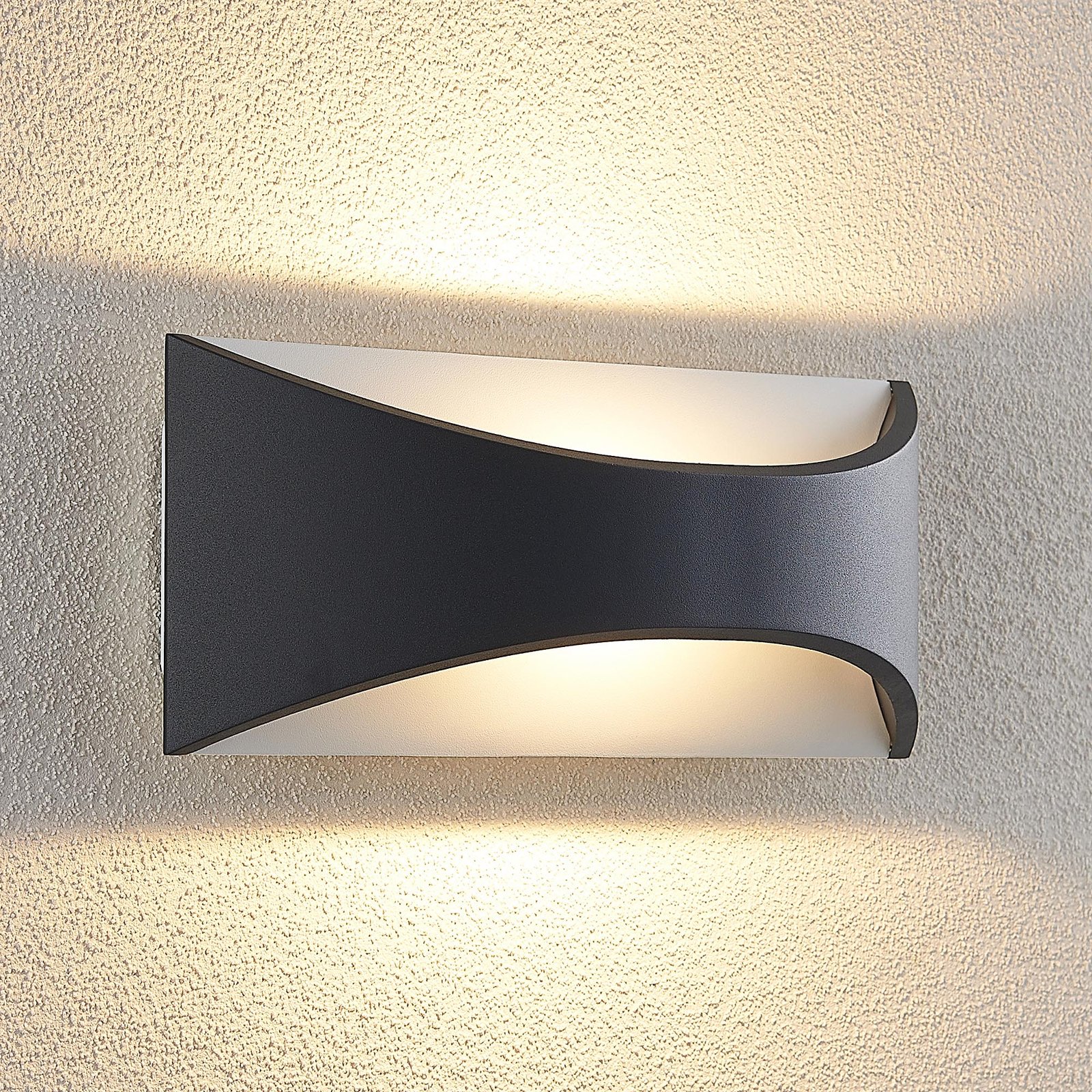 Mathea LED Applique Murale d'Extérieur L30 Dark Grey/White - Lindby