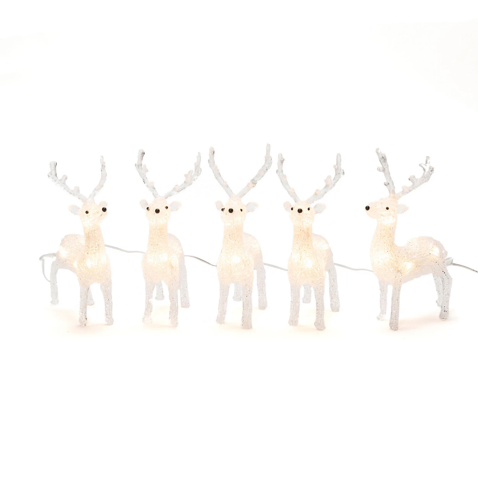 Figurine luminoase cu LED-uri ren pentru exterior, set de 5