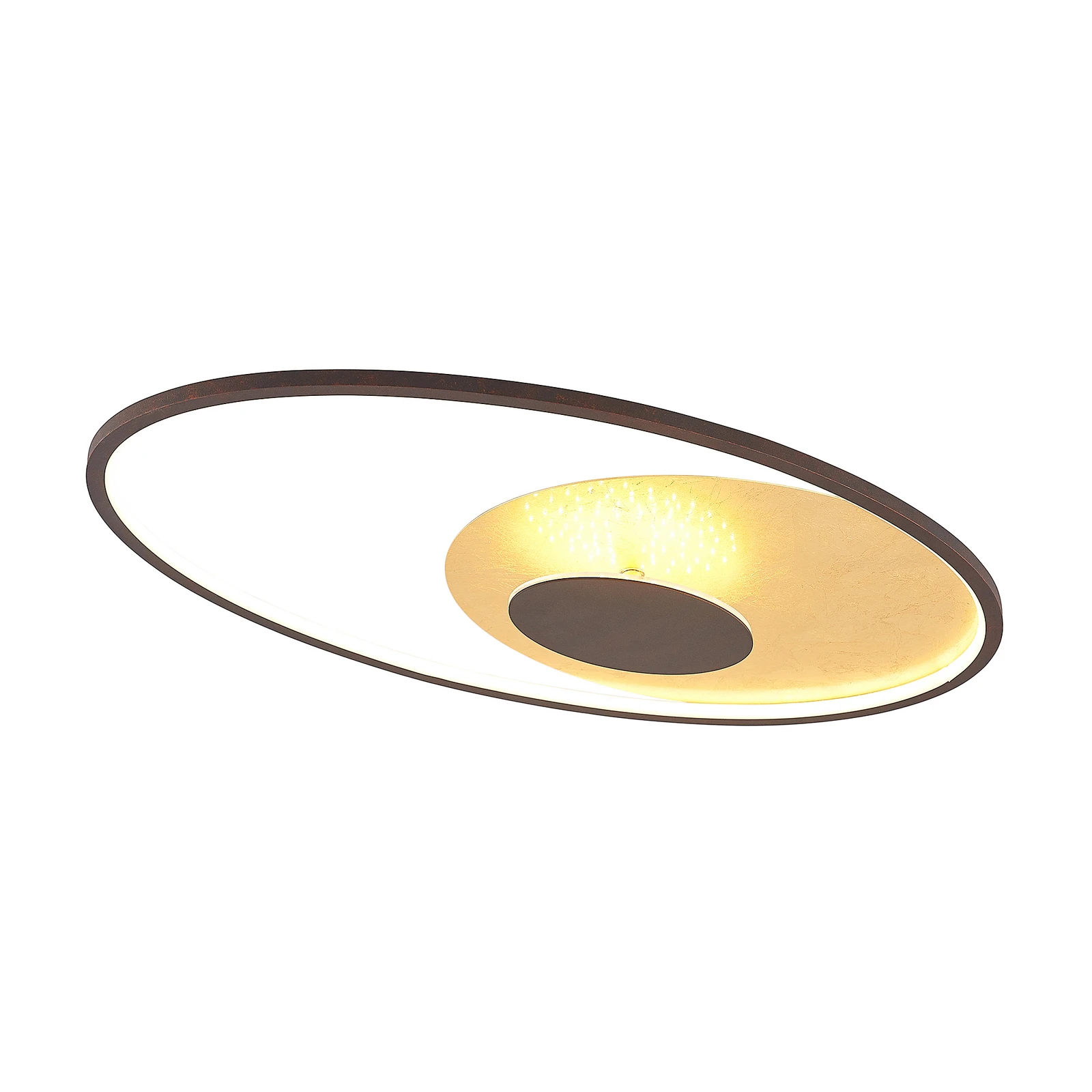 Lindby LED-Deckenleuchte Feival, 73 cm, rost/ gold, dimmbar