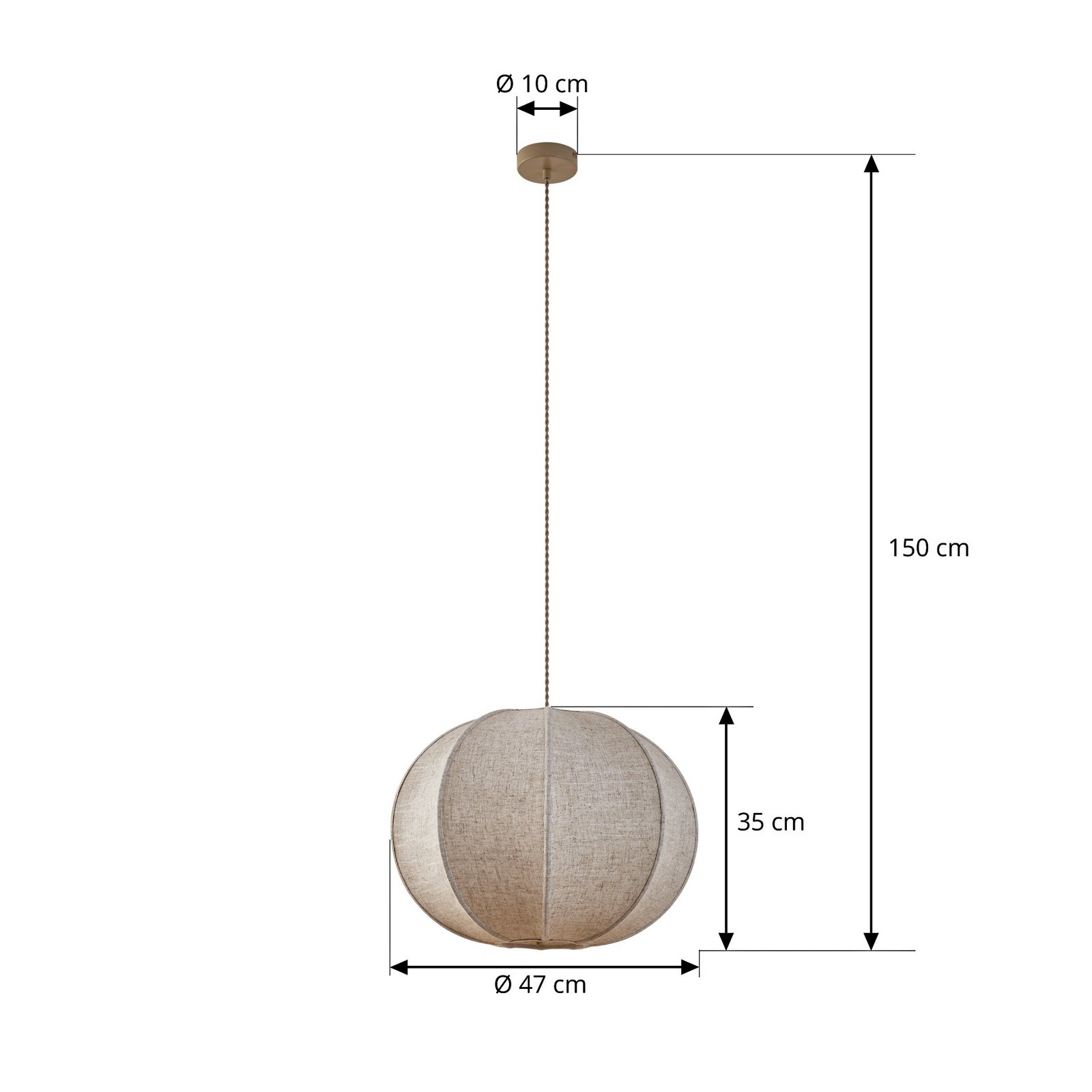 Lampada a sospensione Lindby Elfie, Ø 47 cm, beige, lino, E27