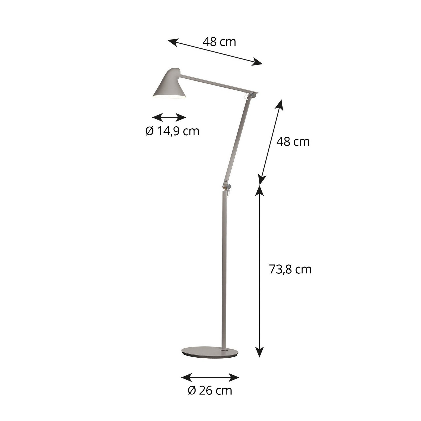 Louis Poulsen NJP LED-Stehlampe 3.000 K hellgrau Louis Poulsen NJP LED-Stehlampe 3.000 K hellgrau