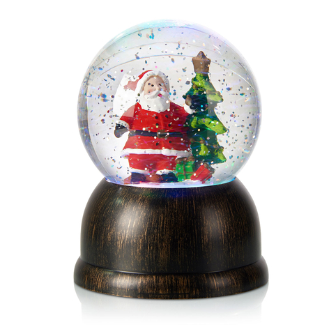 LED-Schneekugel Max mit Weihnachtsmann, bronze