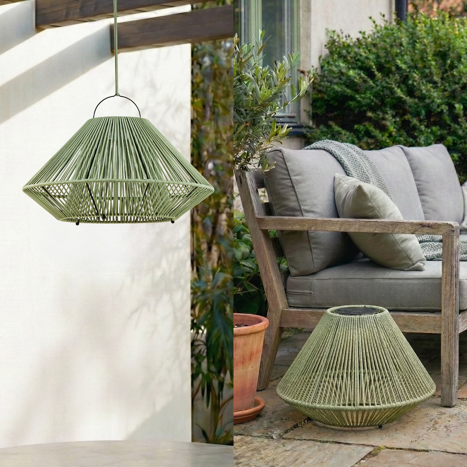 Lindby LED solarna viseća svjetiljka Austas, zelena, Ø 50 cm, USB, IP54