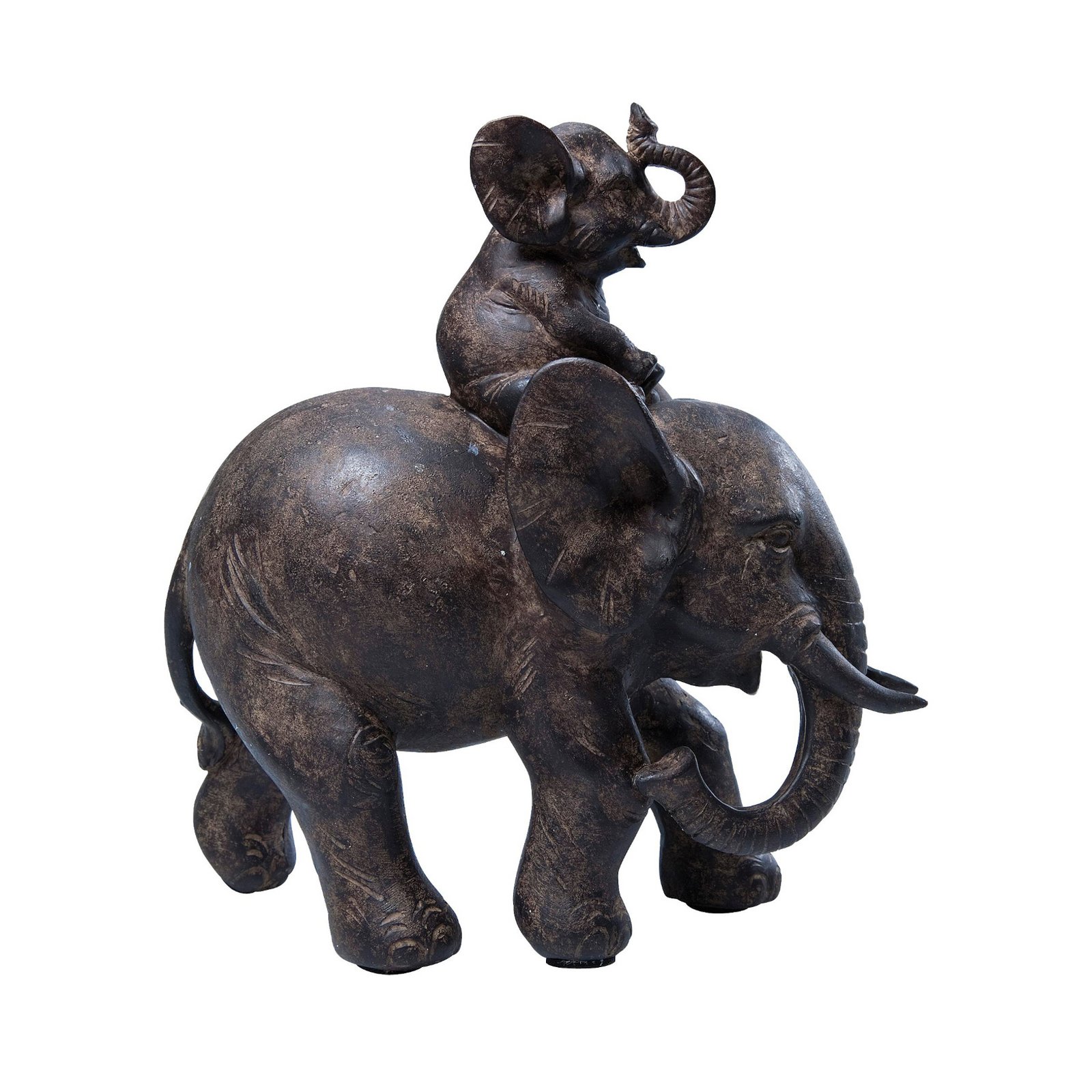 KARE decoratief beeldje Olifant Dumbo Uno, polyresin, bruin, H 19 cm