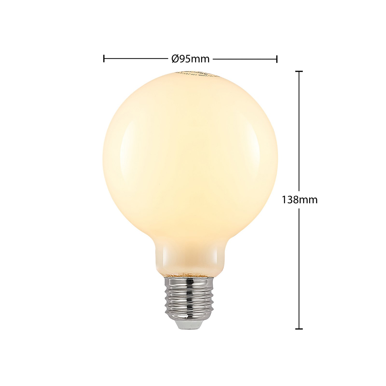Lampada LED E27 8W 2,700K G95 Globe opal dimmable 3-pack