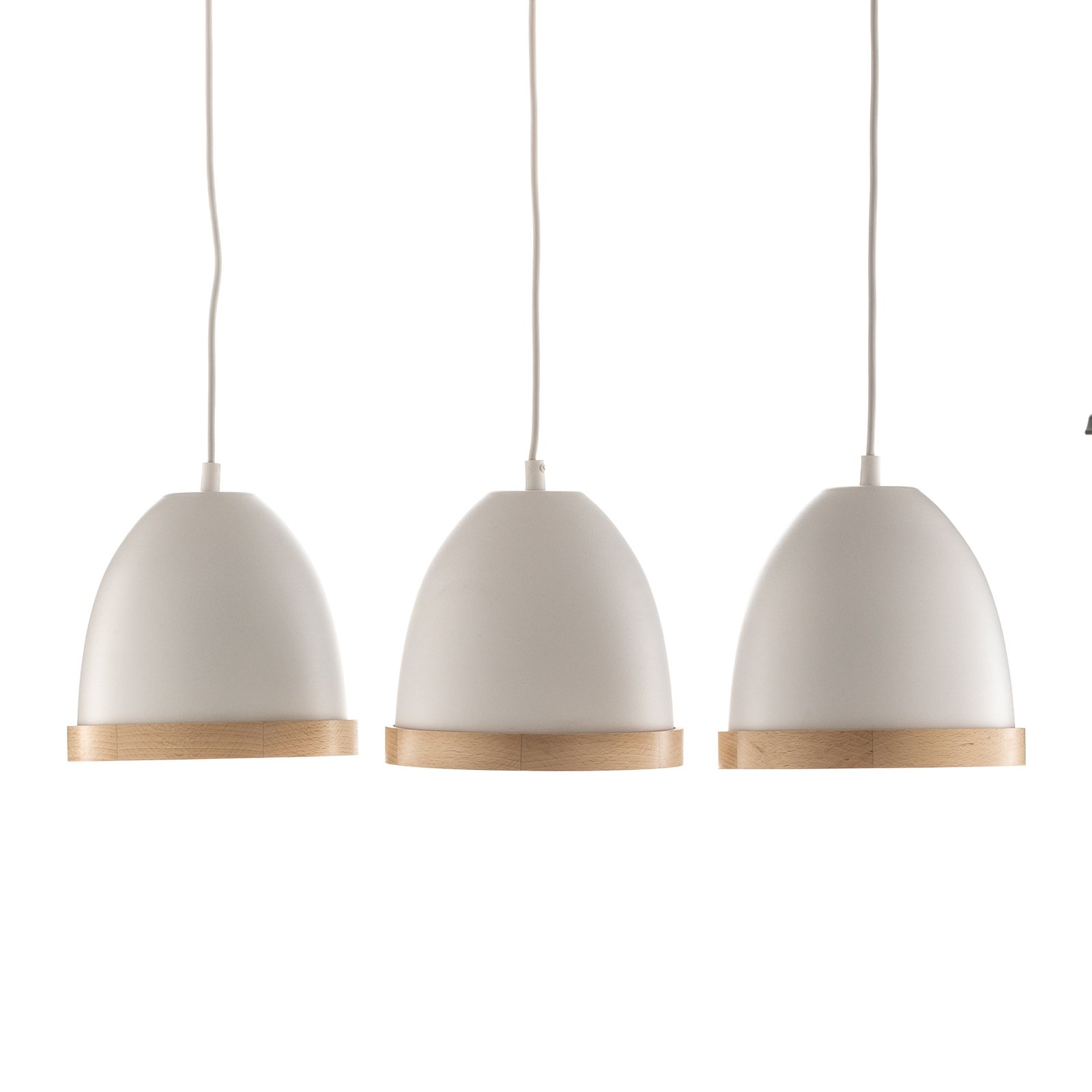 Závěsné světlo Studio, dřevěný dekor 3 zdroje bílá