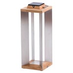 Teckinox LED-lantaarn op zonne-energie, teak/staal, 65,5cm